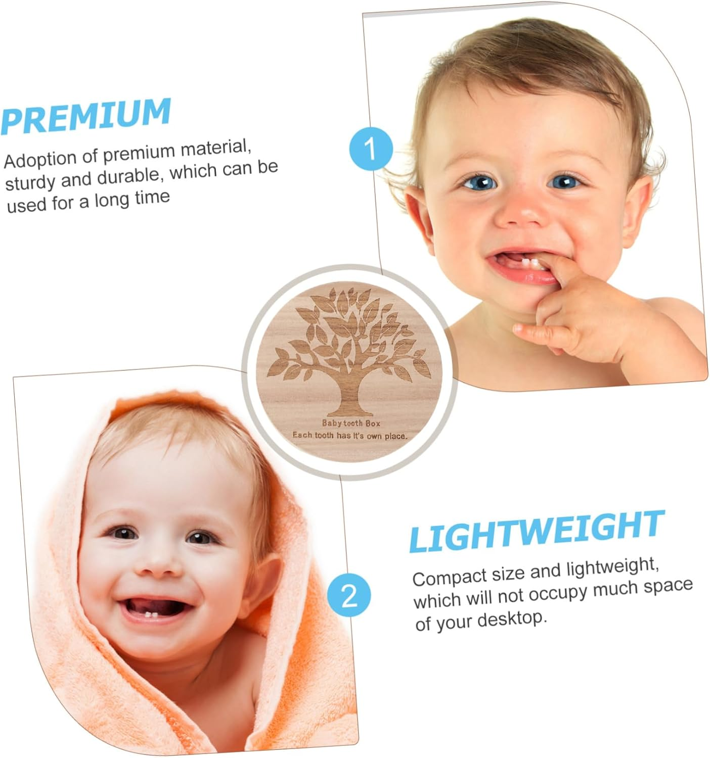 Deciduous Tooth Box Wooden Teeth Storage Box Boys and Girls for Shower image number 1