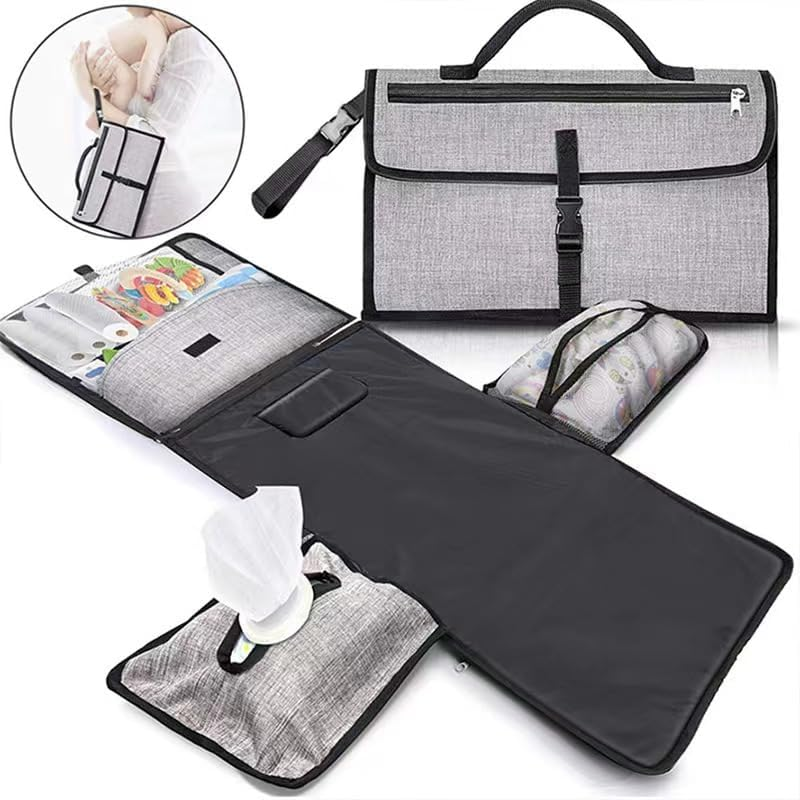 Portable Changing Pad Mat - Waterproof Travel Baby Diaper Pad, Wipes Pocket, Foldable Clutch Change Travel Waterproof Diaper Nappy Pads image number 2