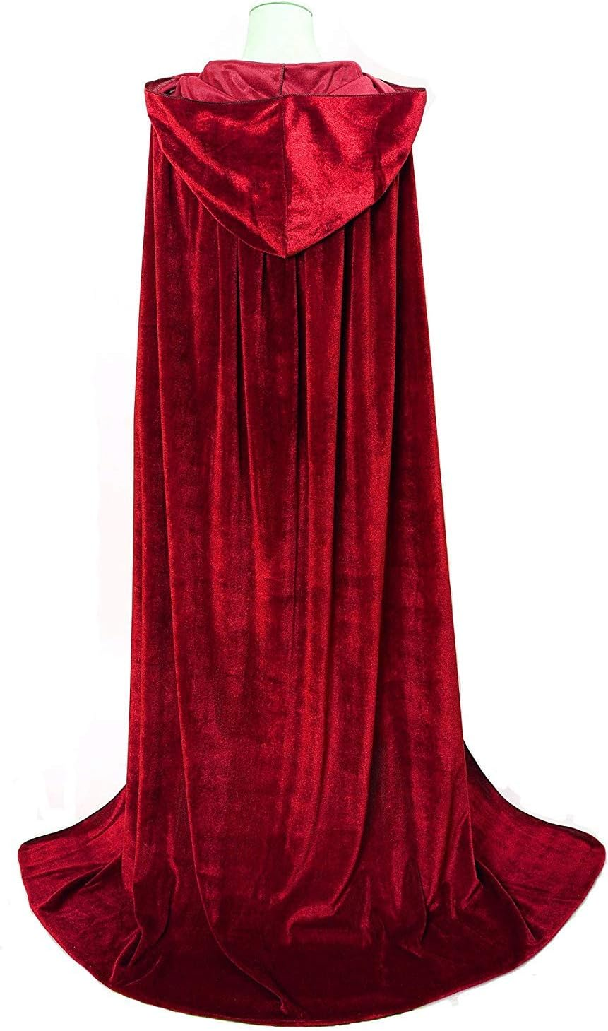 Unisex Hooded Cloak Long Velvet Cape for Halloween Christmas Cosplay Costume image number 3