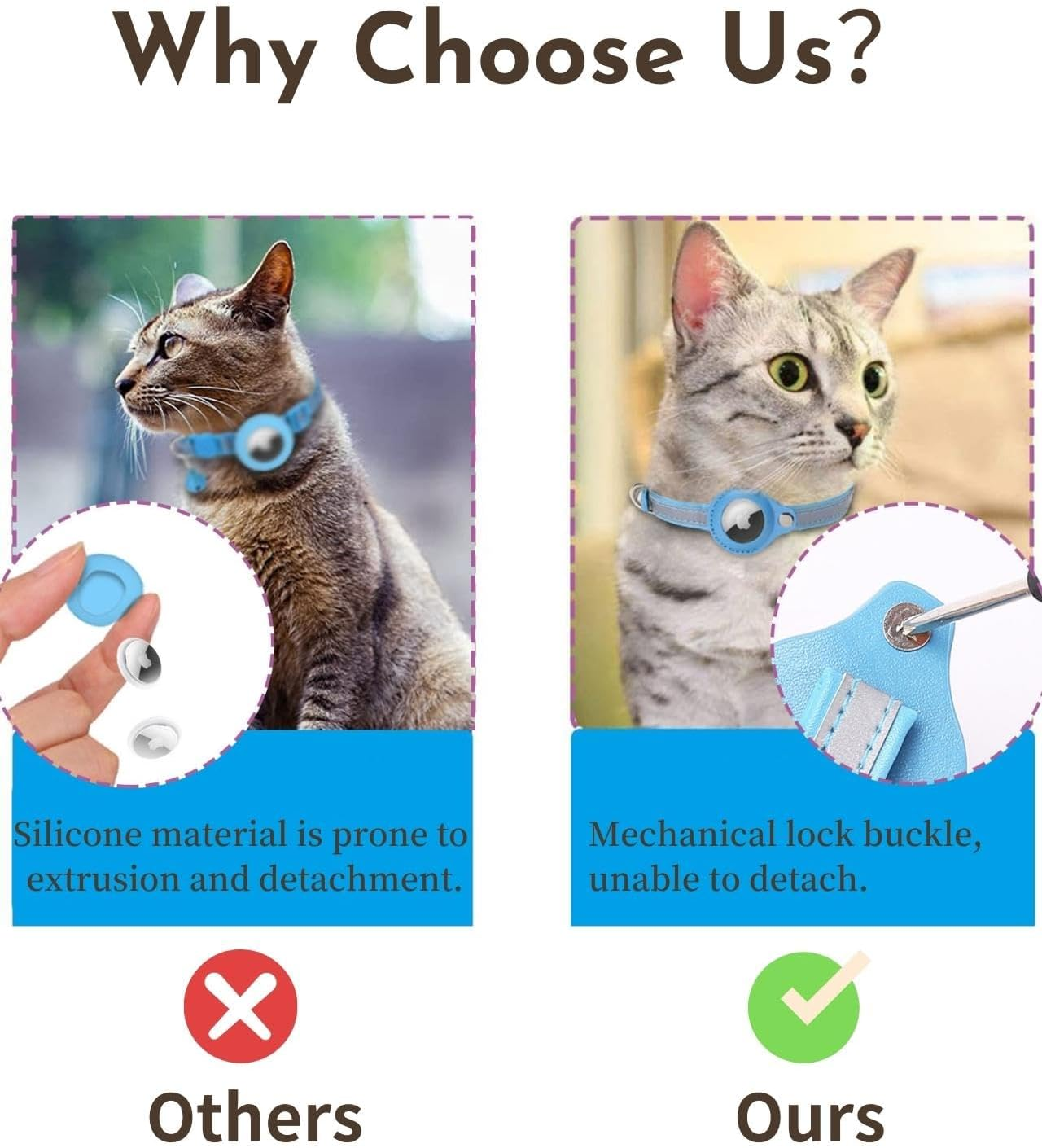 Airtag Cat Collar, Reflective Air Tag Cat Collar with Airtag Holder and Bell, Lightweight Cat Tracker Collar, Cat Airtag Collar with Breakaway Safety Buckle for Cat Dog Kitten Puppy (Black)