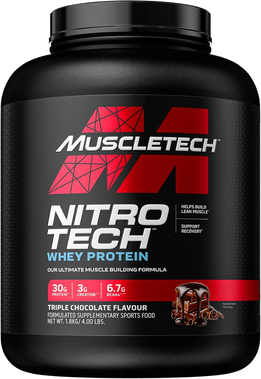Muscletech Whey Protein Powder, Nitro-Tech Whey Protein Isolate + Peptides, Lean Protein Powder with Creatine, Sports Nutrition Protein Powder for Men & Women, Vanilla, 1.81Kg (40 Servings) image number 5