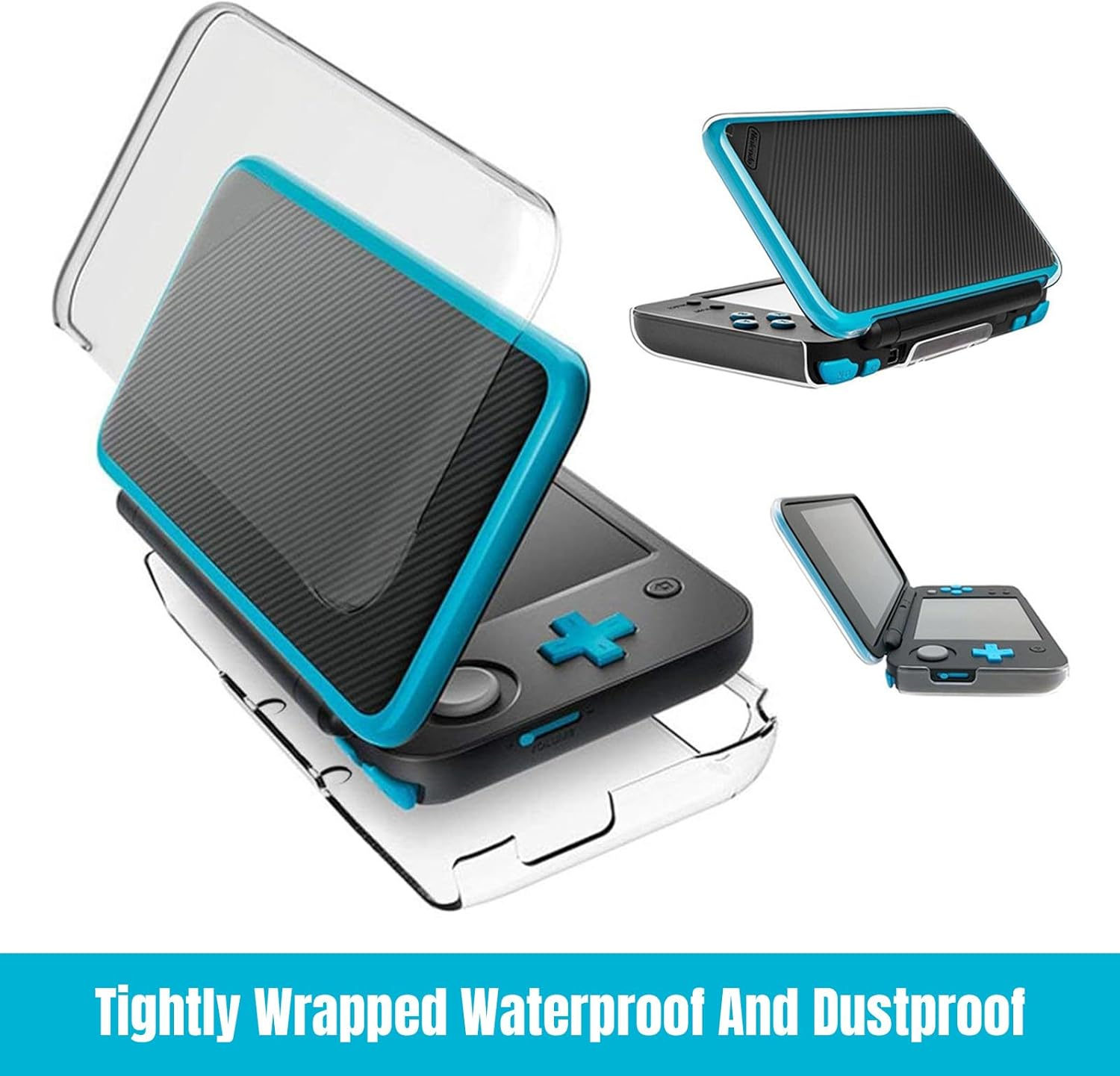 Tzylomirx Hard Case Compatible with Nintendo 2DS/2DS XL, with 2 Pcs Screen Protector, Anti-Scratch Crystal Clear Case, with Tempered Glass Protective Films for Top and Bottom Screen image number 2