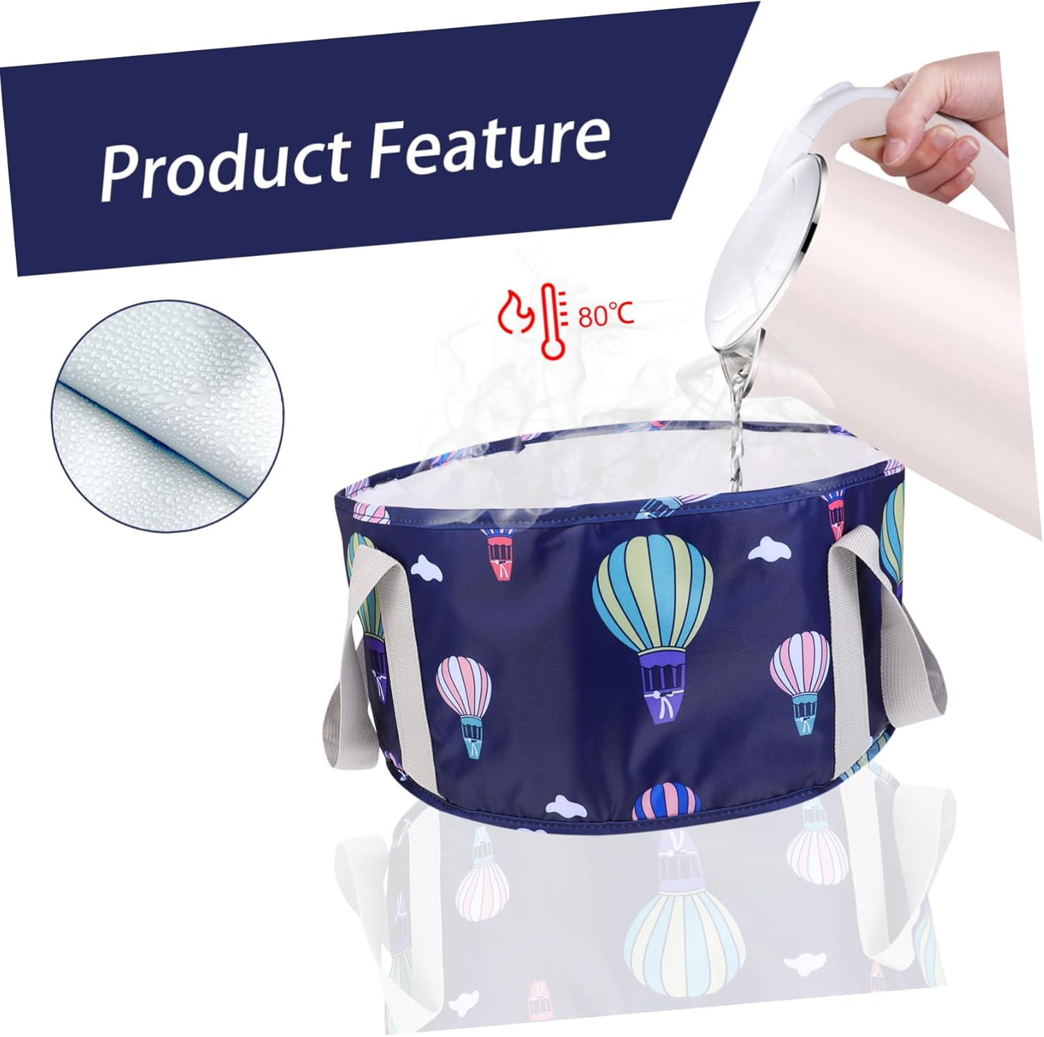 GLEAVI Multipurpose Travel Foot Bath Bucket Folding Foot Tub for Spa Camping Picnic Lightweight Compact - Navy image number 5