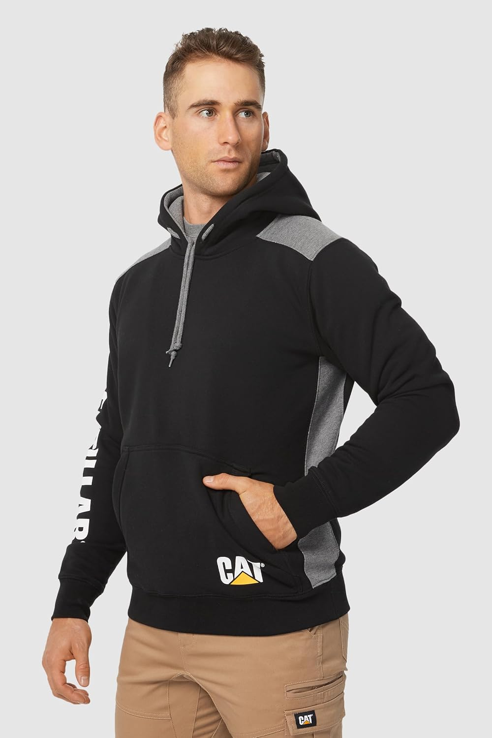 CAT Men'S Logo Panel Hooded Sweatshirt, Black, X-Large image number 6