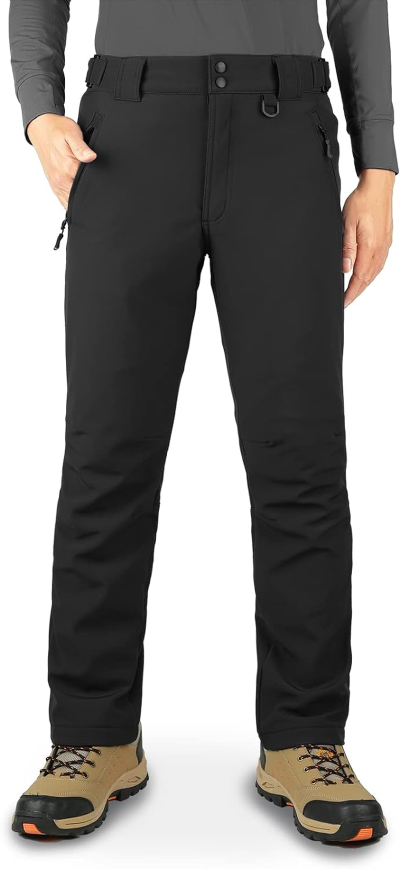 33,000Ft Men'S Waterproof Trousers with Warm Fleece Lined Ski Snow Pants Thermal Softshell Trousers for Golf Hiking Walking