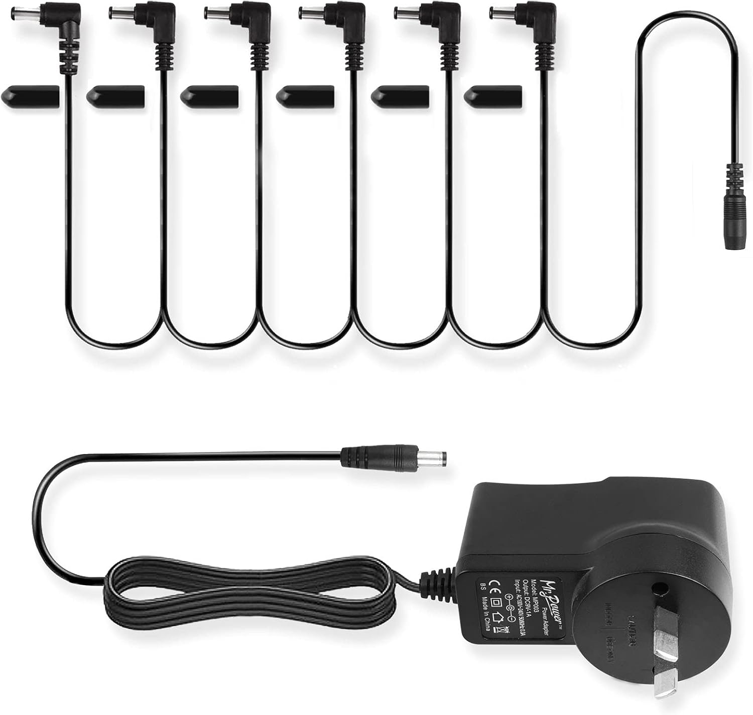 Mr.Power Guitar Effects Power Supply Adapter 9V DC 1A (1000Ma) with Daisy Chain Cord Cable Free Insulated Cap (With 6 Way Cable) image number 5