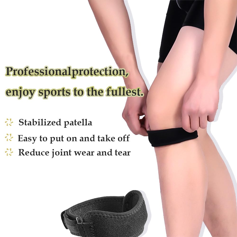 1 Piece Patella Knee Strap &ndash; Adjustable Knee Brace for Pain Relief, Tendonitis & Jumper&rsquo;S Knee &ndash; Support for Running, Basketball, Hiking, Tennis, Volleyball & Squats &ndash; Patellar Tendon Stabilizer Band (Black) image number 1
