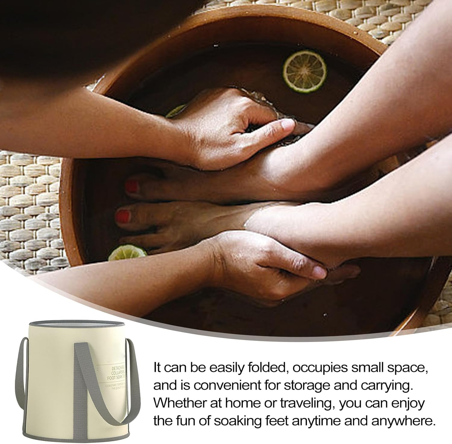 Portable Foot Bath | Foldable Pedicure Foot Bucket Bag,Feet Soaking Tub and Foot Wash Basin for Foot Soak, Foot Spa and Laundry, Outdoor and Travel Hoffti image number 6