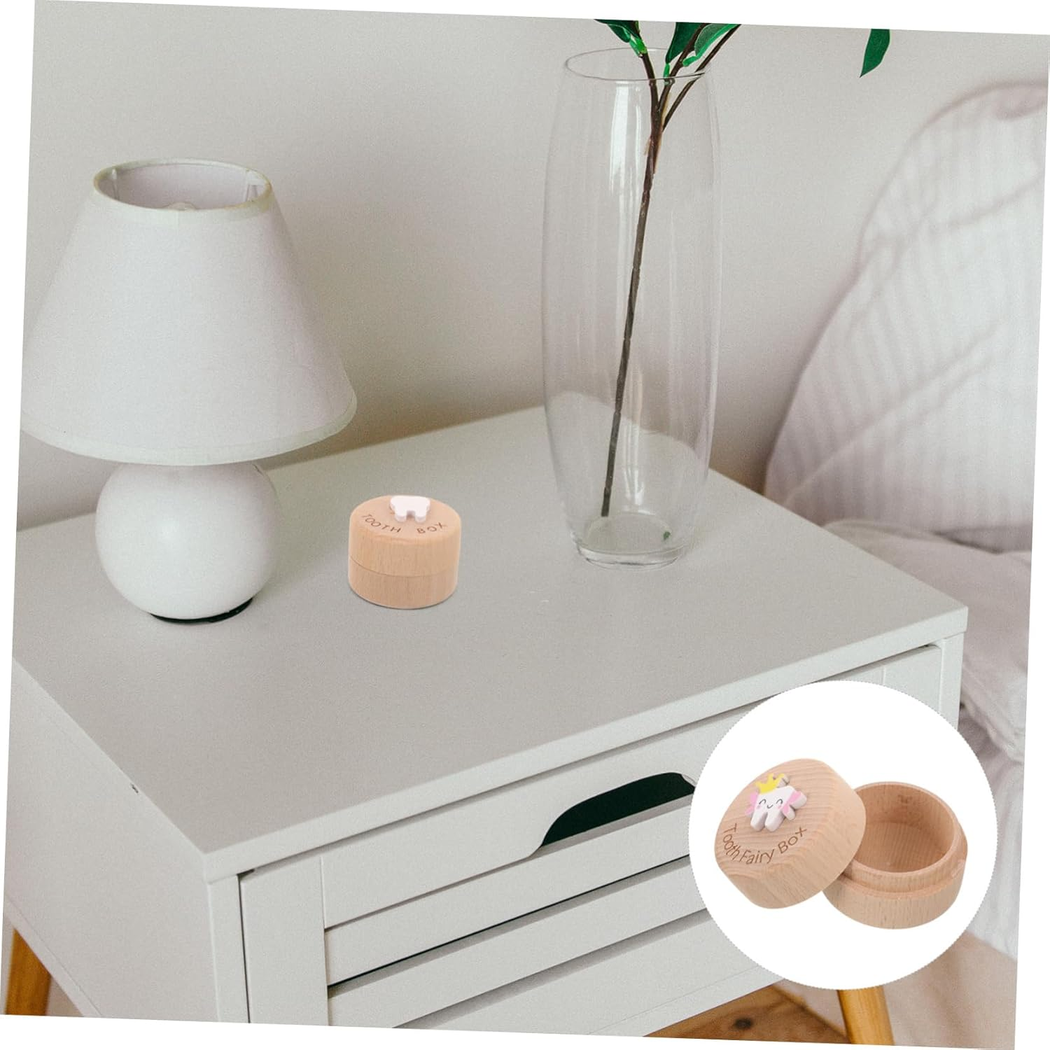 Wooden Baby Tooth Box Boys and Girls Tooth Holder Infant Fetal Hair Keepsake Organizer Souvenir Container for Boys and Girls image number 2