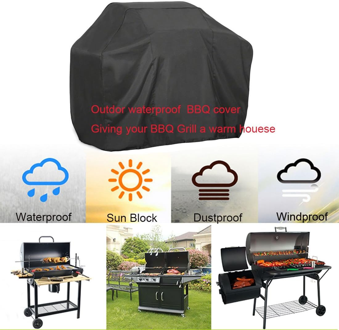 FLR BBQ Grill Cover 74 Inch Black Waterproof Dust-Proof Grill Cover Fading Resistant BBQ Grill Covers for Holland Weber Brinkmann Jenn Air and Char Broil