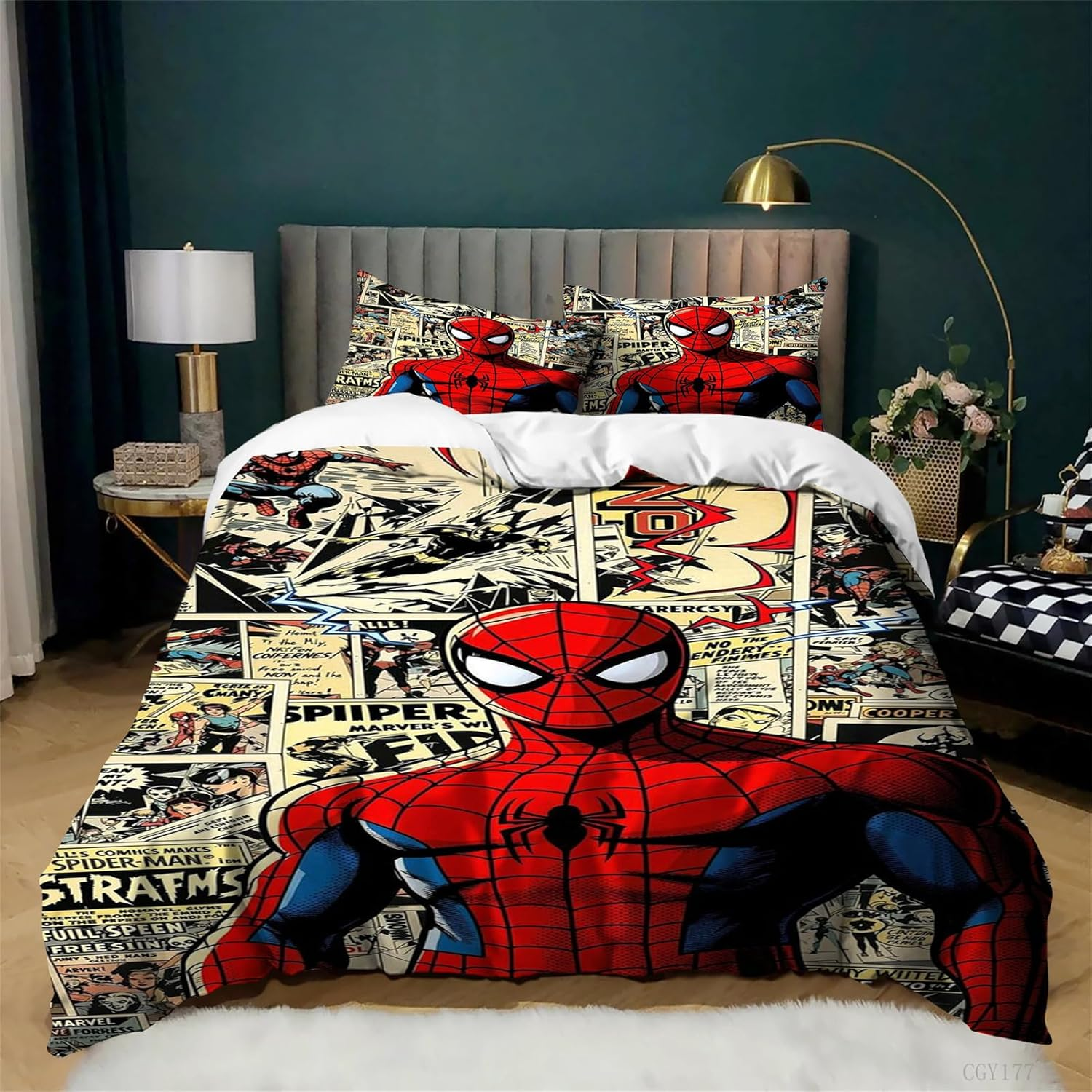 Spider Man Duvet Cover Set 3Pcs Bedding Duvet Cover All Season Soft Breathable Quilt Cover with Zipper Closure image number 1