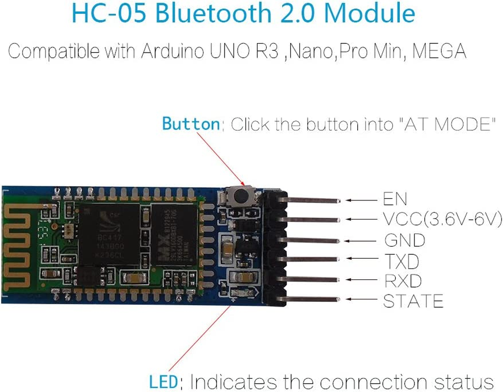 Dsd Tech Hc-05 Bluetooth Serial Pass-Through Module Wireless Serial Communication with Button for Arduino image number 5