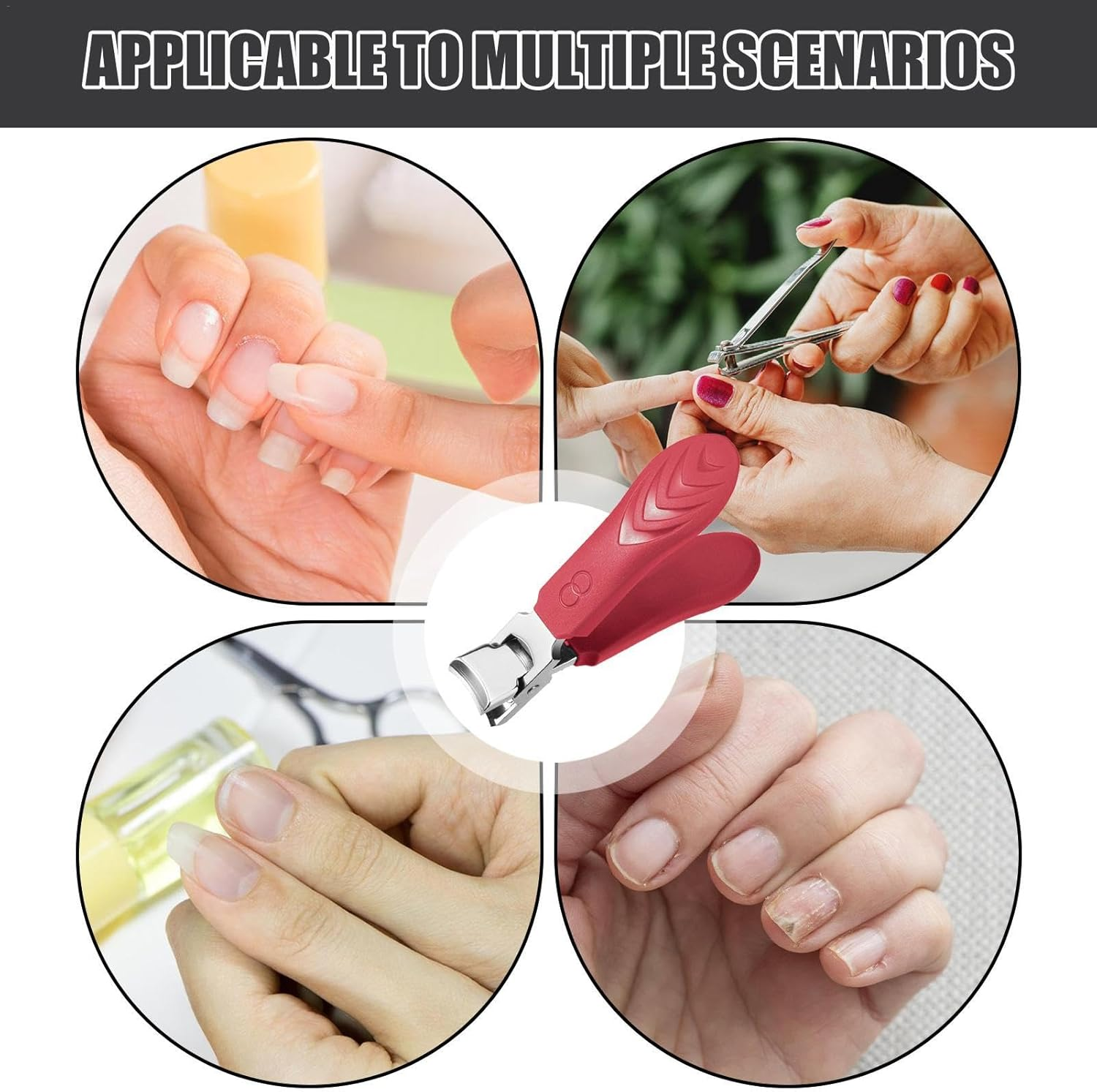 Ergonomic Nail Clippers - Durablle Nail Trimming Scissors, Long-Lasting Toenail Grooming Set | Home Pedicure Scissors with Extra-Wide Opening, Complete Nail Maintenance Kit for Men and Women - Black image number 7