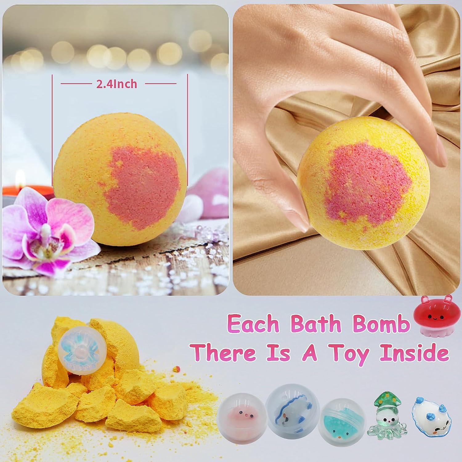 TTRWIN Bath Bomb Gift Set,With Surprise Toys Inside, Organic and All Natural Ingredients Bubble Bath Bombs Fizzes Spa Ideal Birthday Easter for Boys & Girls (Boys)