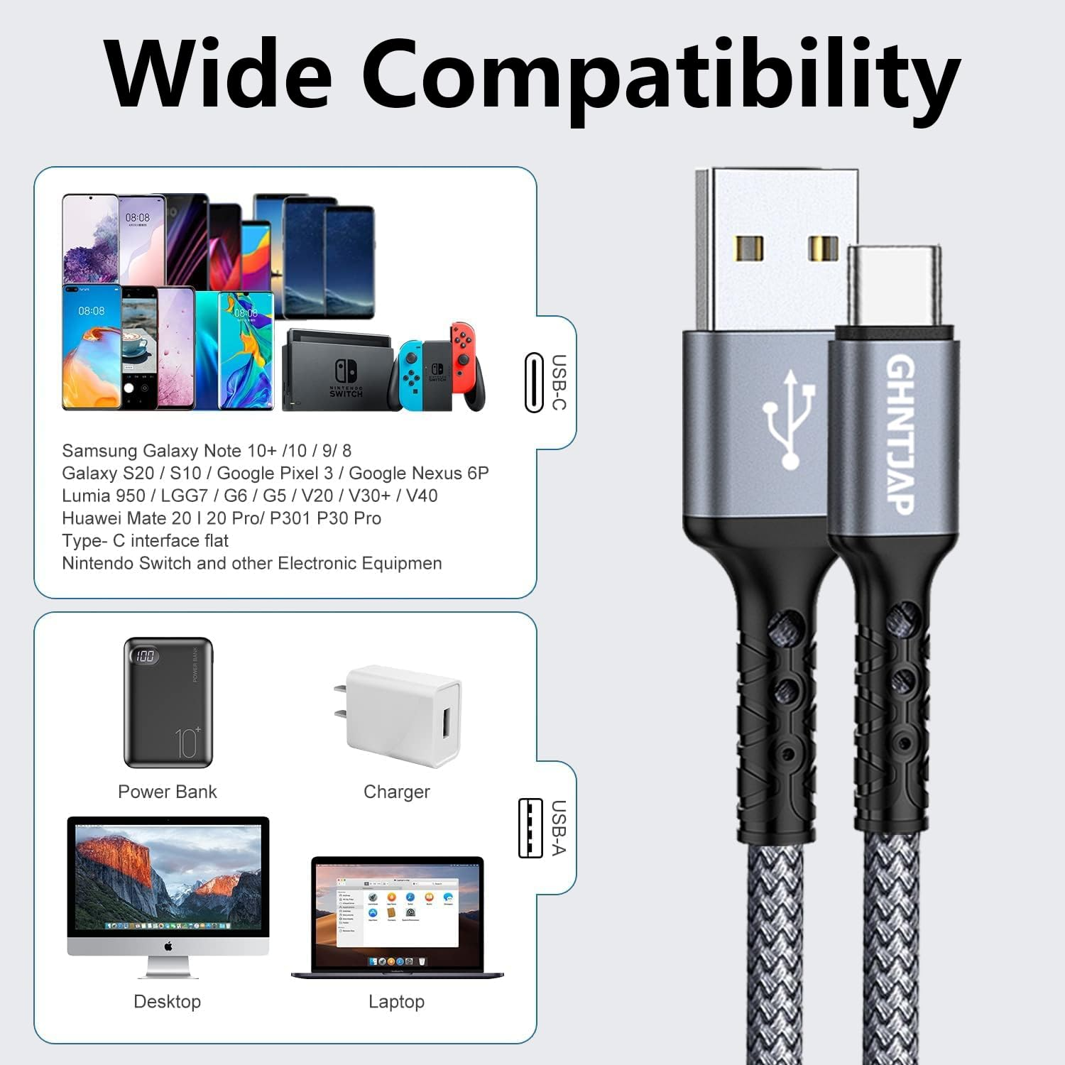 USB to USB C Cable 1M,3 Pack,Usb a to USB C Charger Cord,Usb Type C Cable 3A Fast Charging Compatible with Iphone16,Galaxy,Pixel,Lg image number 1