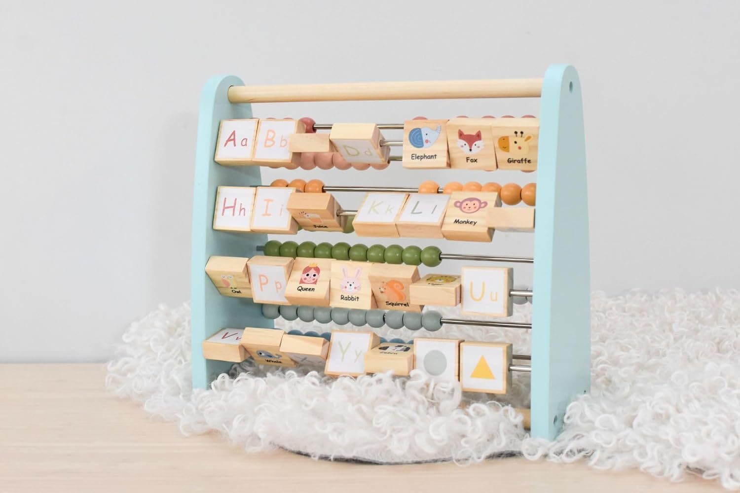 Tooky Toy TJ558N My Forest Friends Double Sided Abacus: Beads and Alphabet with Pictures Abacus for Toddlers and Children for Ages 2+ image number 2