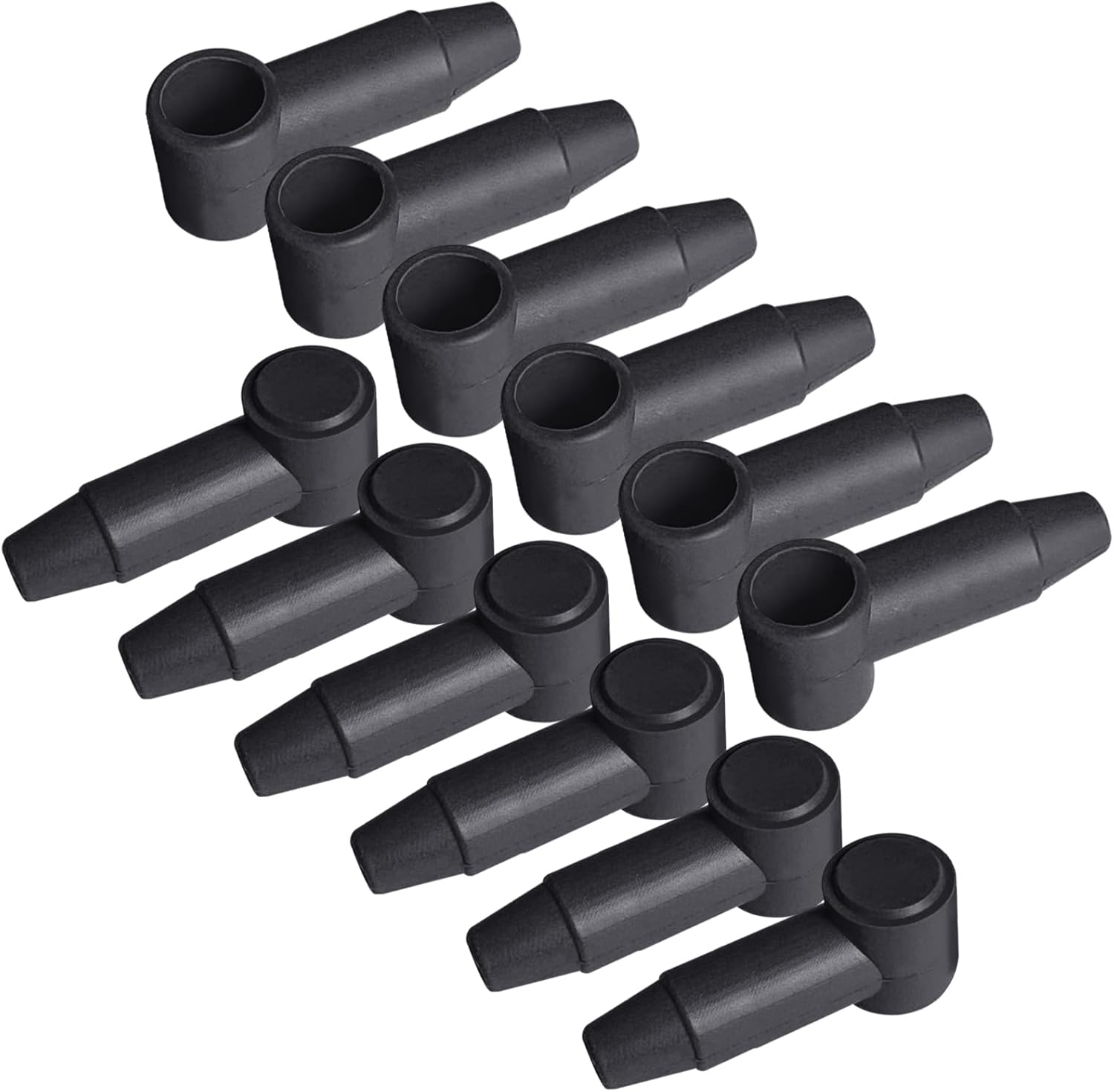 Ampper 12 Pcs Long Silicone 1/4", 5/16" Stud Terminal Covers, Flexible Post Terminal Cover Protector Boot for Battery Power Junction Block Post, Fits 6-1 Gauge Wire (Black) image number 1