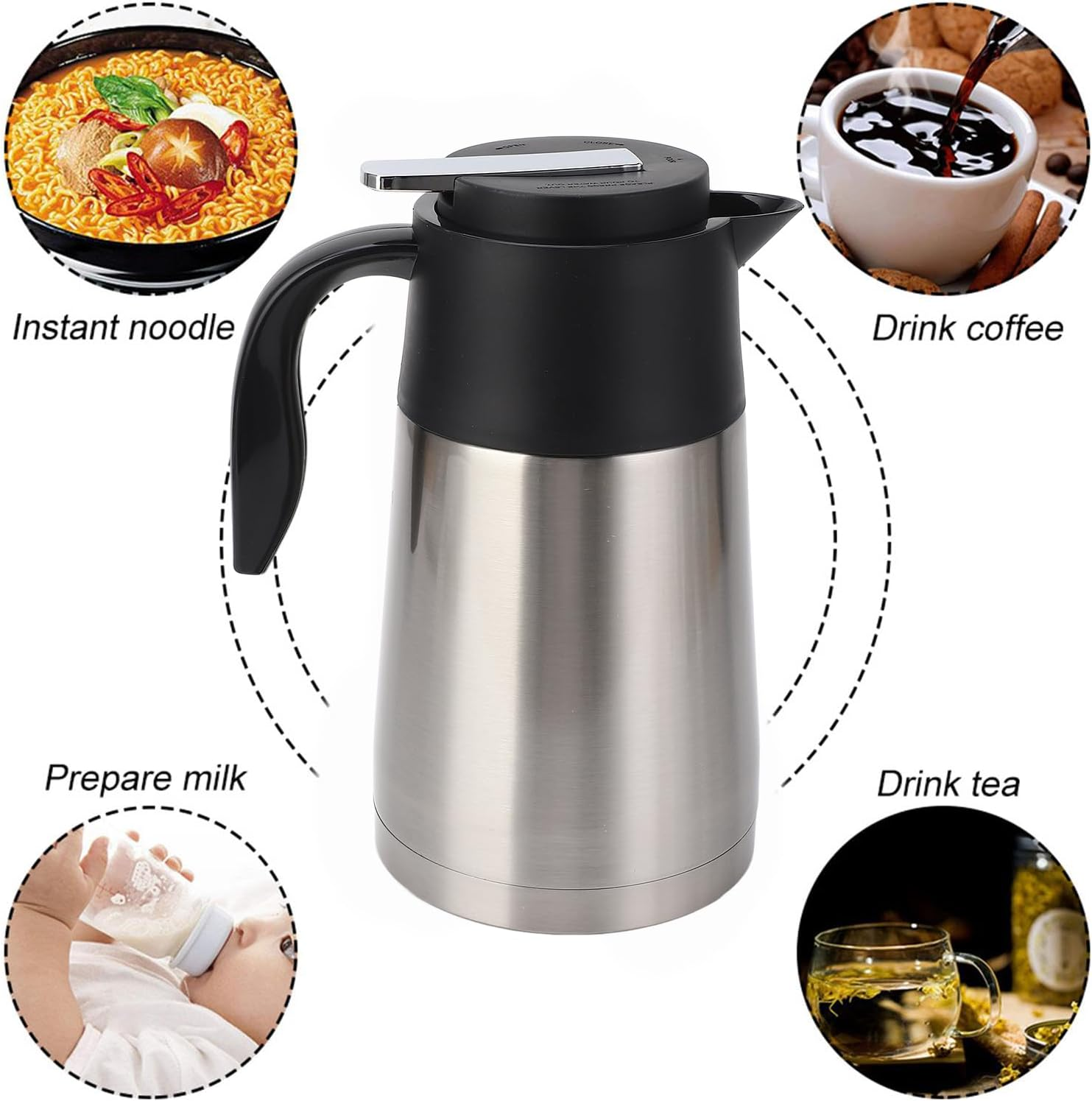 Portable Car Truck Kettle 1300 Ml Capacity for Self-Driving 12/24 V - 304 Stainless Steel Body and Inner Heating Tube, Quick to Heat (24 V) image number 3