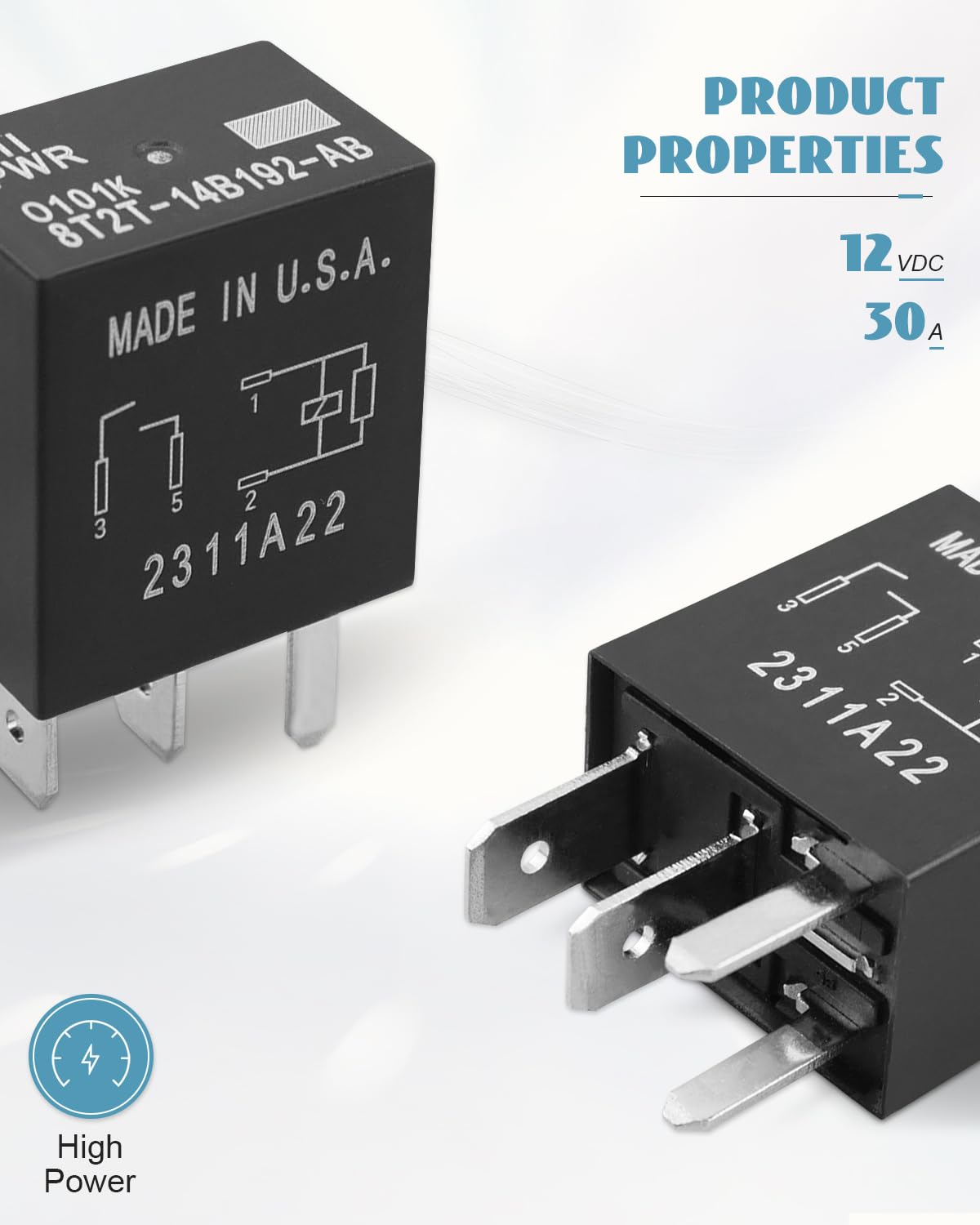 Automotive High Power Relay Kit Fit for Select Ford Vehicles Replace 8T2T-14B192-AB, 12V DC 30A 4 Pins Plug-In, Pack of 4 image number 5