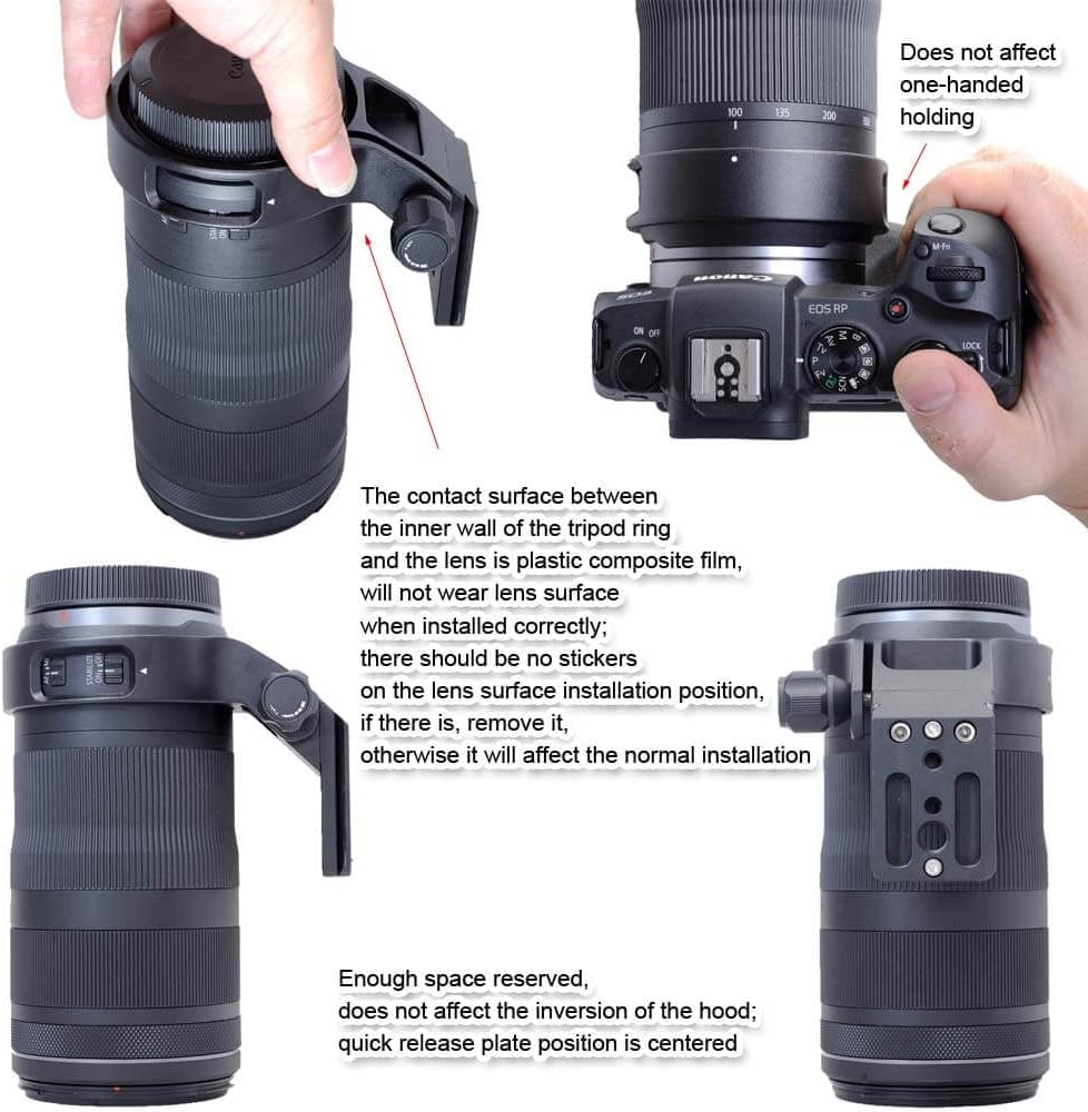 Ishoot Metal Lens Collar Tripod Mount Ring Compatible with Canon RF 100-400Mm F/5.6-8 Is USM, Lens Support Holder Bracket Bottom Is Arca-Swiss Fit Quick Release Plate Dovetail Groove