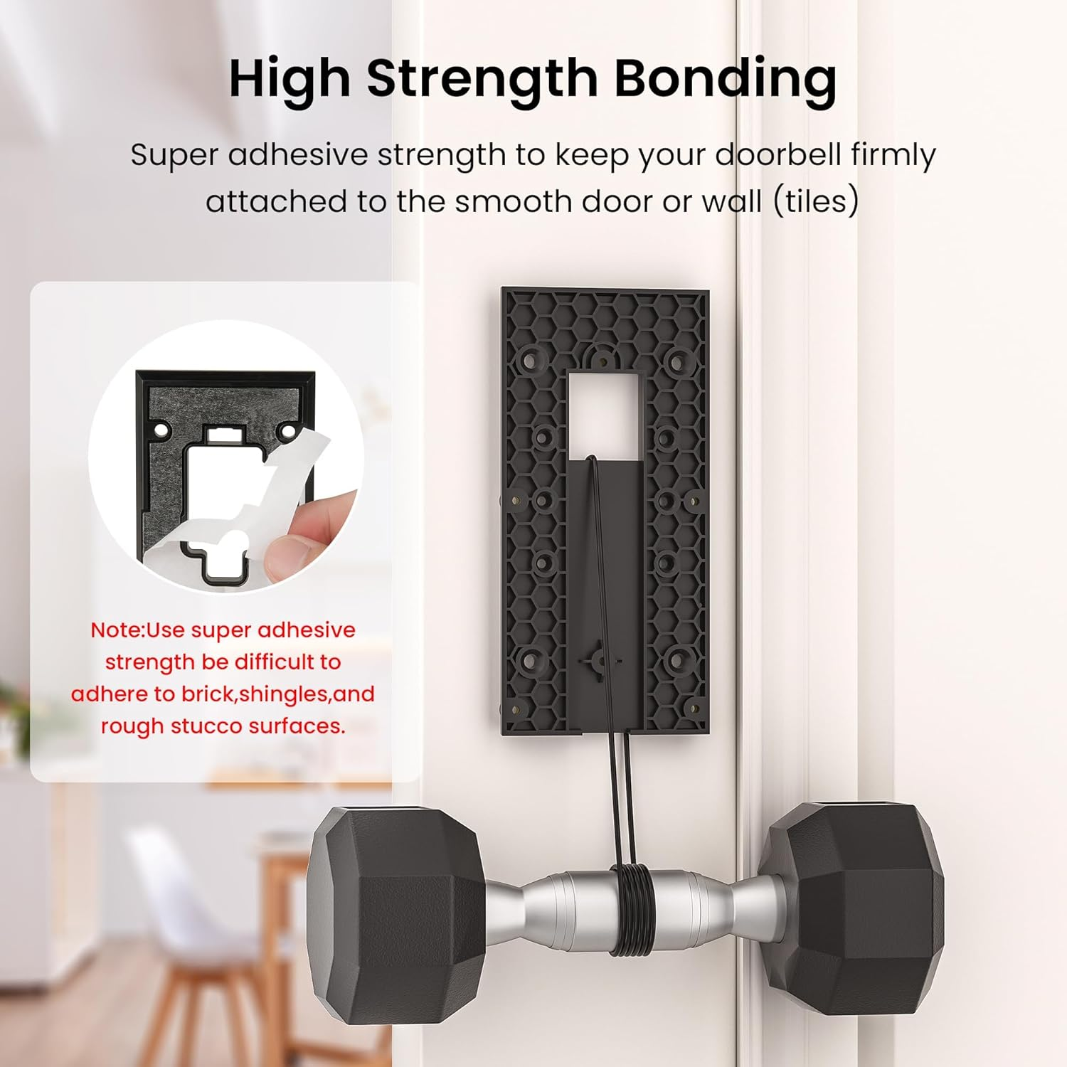 No-Drill Adhesive Doorbell Mount for Ring Video Doorbell 4 /Battery Doorbell Plus/Pro, Camera Doorbell Door Mounting Holder Bracket Accessories for Apartments Office Houses (1 Pack) image number 5