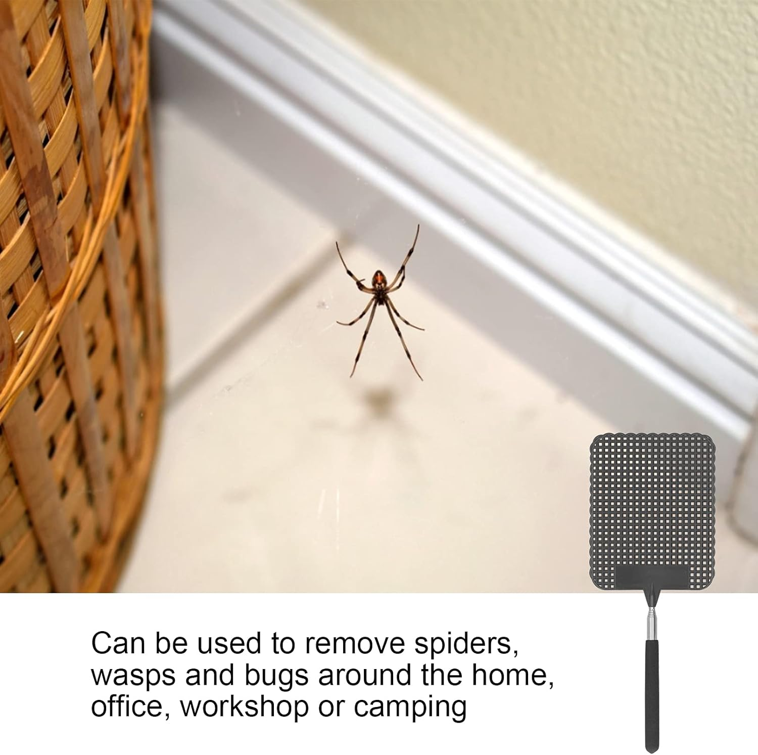 Extendable Plastic Flyswatter, Light Telescopic Fly Swatter Plastic with Stainless Steel Rod for Fishing for Camping for Home for Office(Black) image number 3