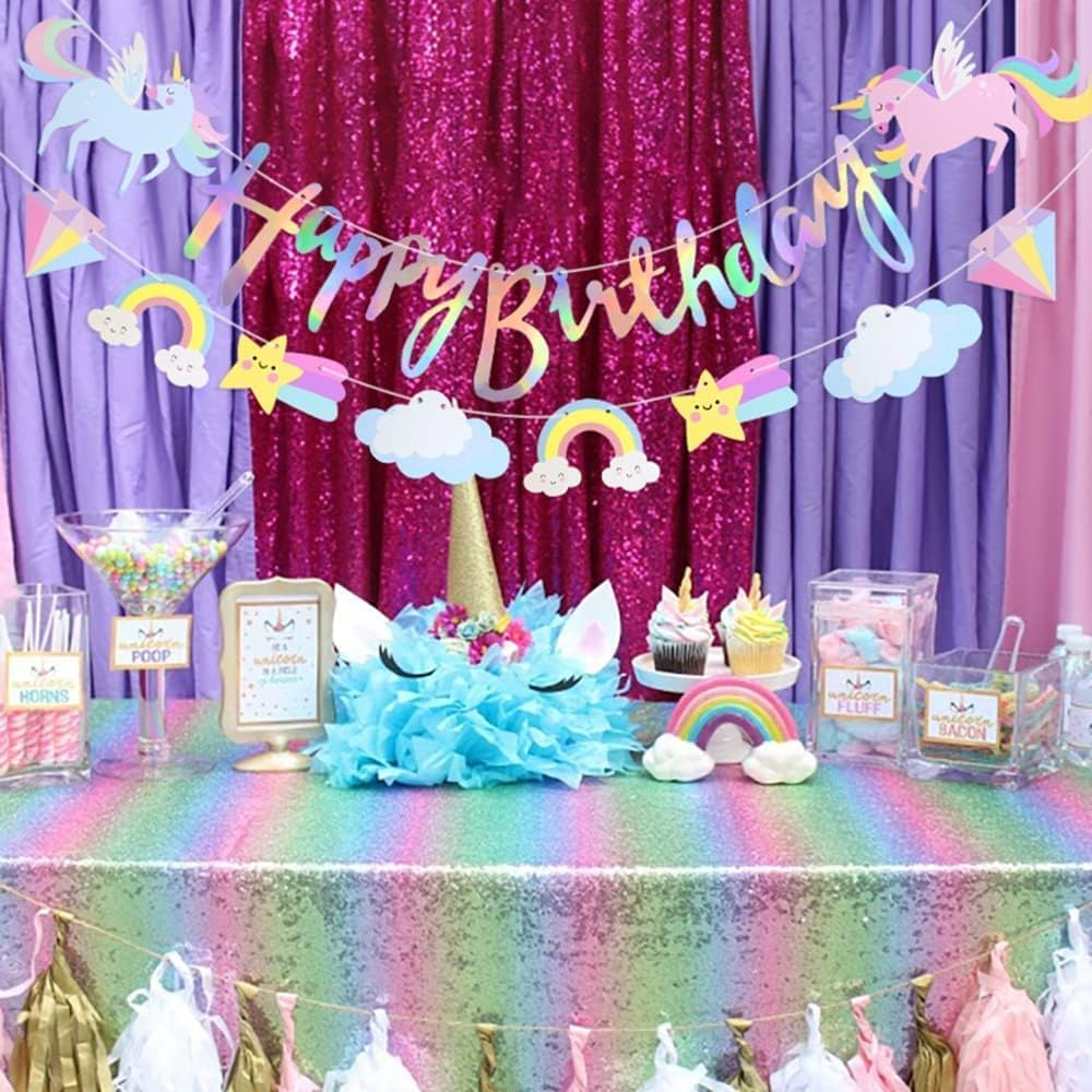 2 Sets Unicorn Banner Birthday Letter Unicorn Banner Children Birthday Party Decoration image number 4
