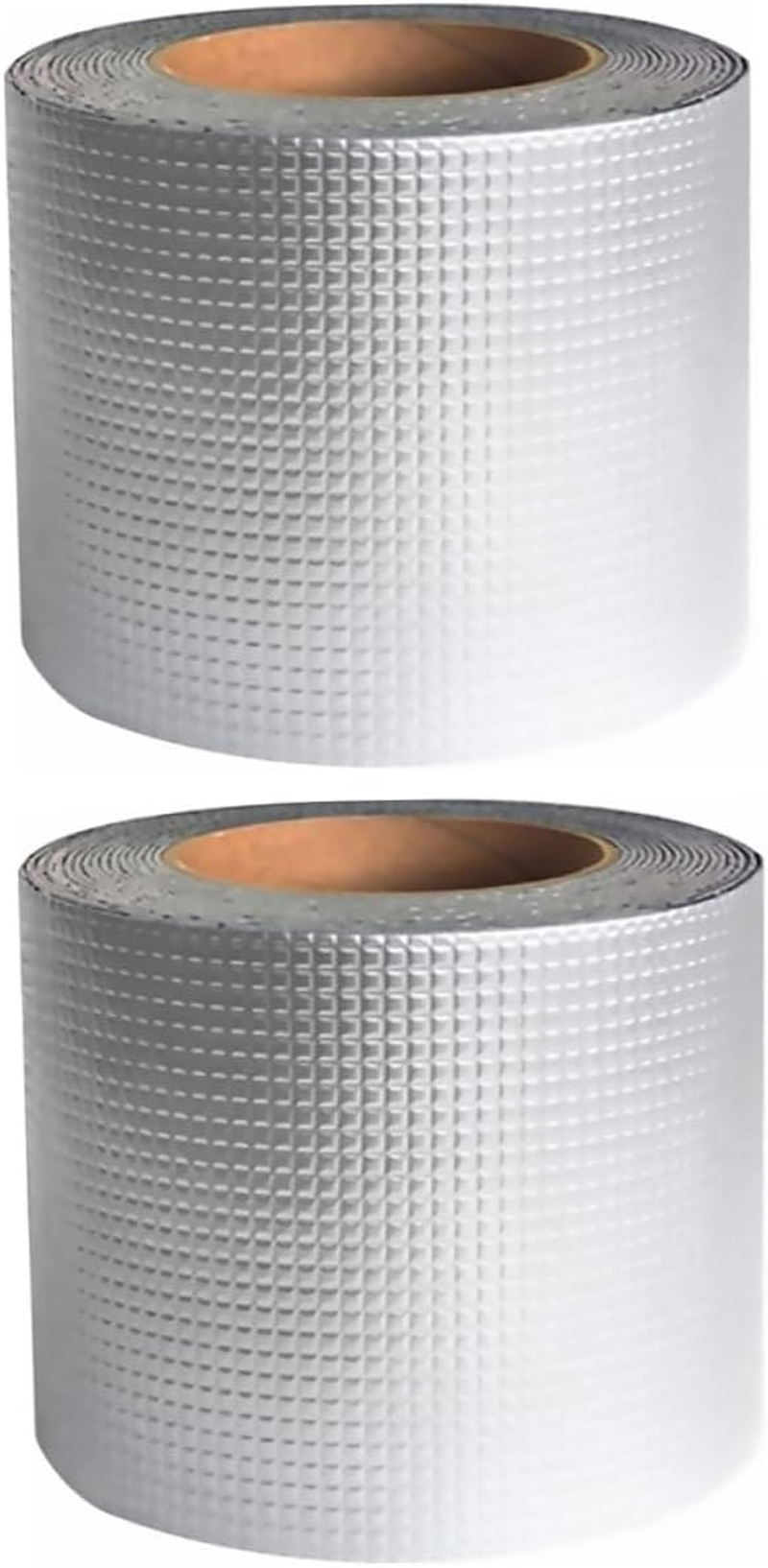 ULTECHNOVO 2Pcs Self-Adhesive Butyl Waterproof Aluminum Foil Seal Tape 5Cm X 3M Strong Roof Leak Repair Tape for Pipeline and Insulating Duct Sealing image number 2