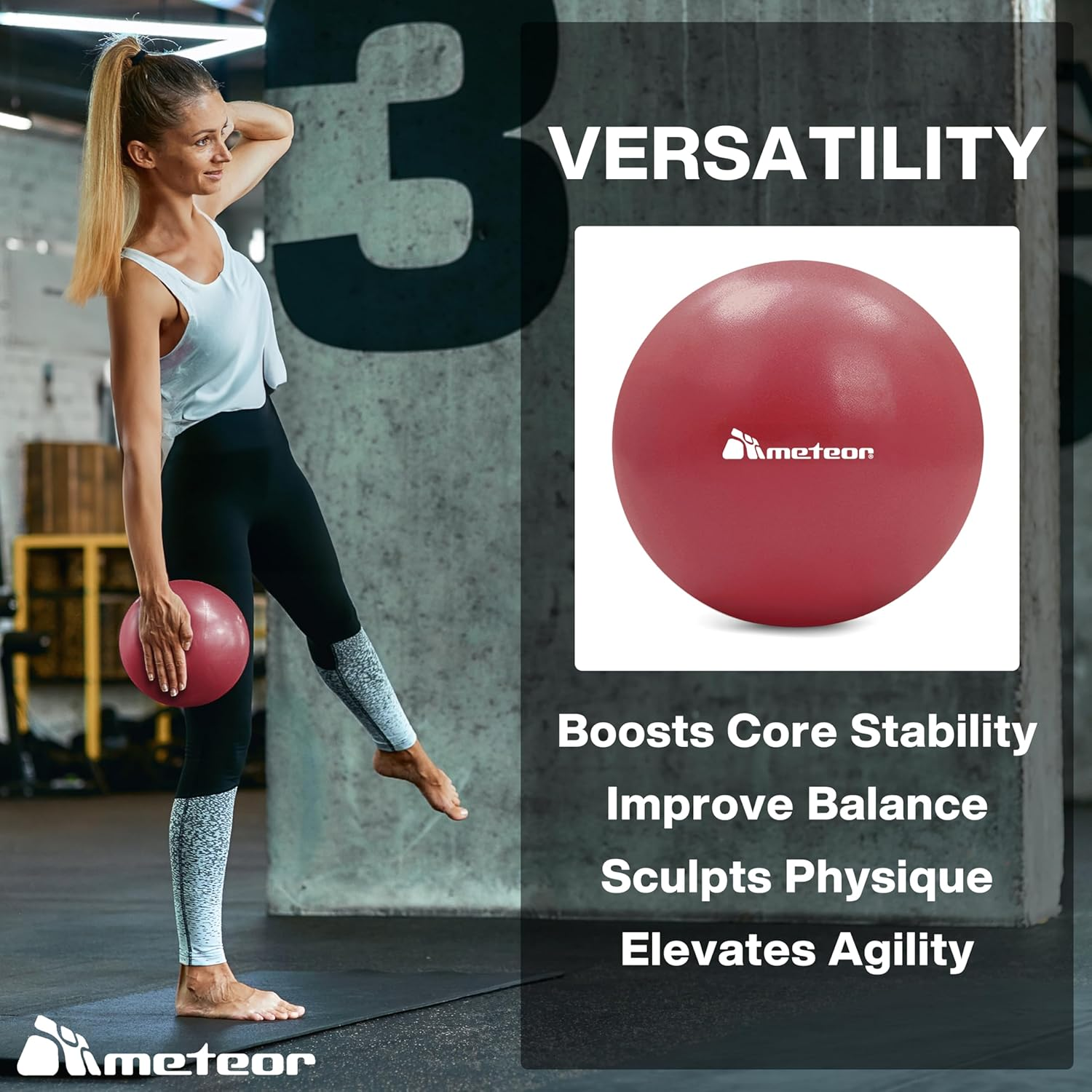 Meteor 2Pcs Mini Pilates Ball (25Cm) - Small Swiss Ball, Exercise Ball, Fitness Ball, Barre Ball - Ideal for Yoga, Pilates, Therapy & Relaxation image number 5