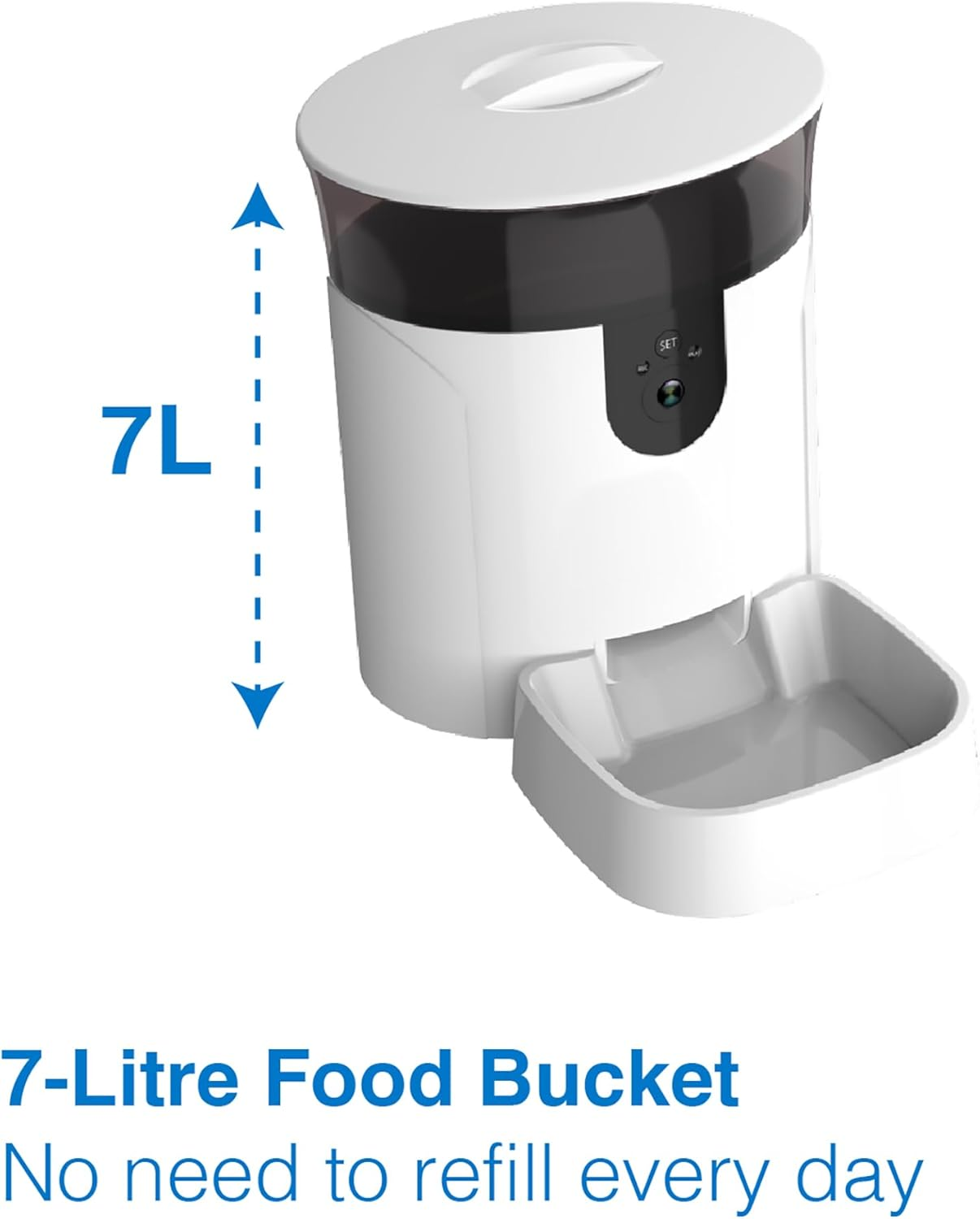 Laser Tech4Pets Smart Pet Feeder with HD Camera & Audio &ndash; 7L Capacity, Motion Alerts, Smart App Control, Remote Feeding, Alexa & Google Assistant Compatible &ndash; for Cats & Dogs