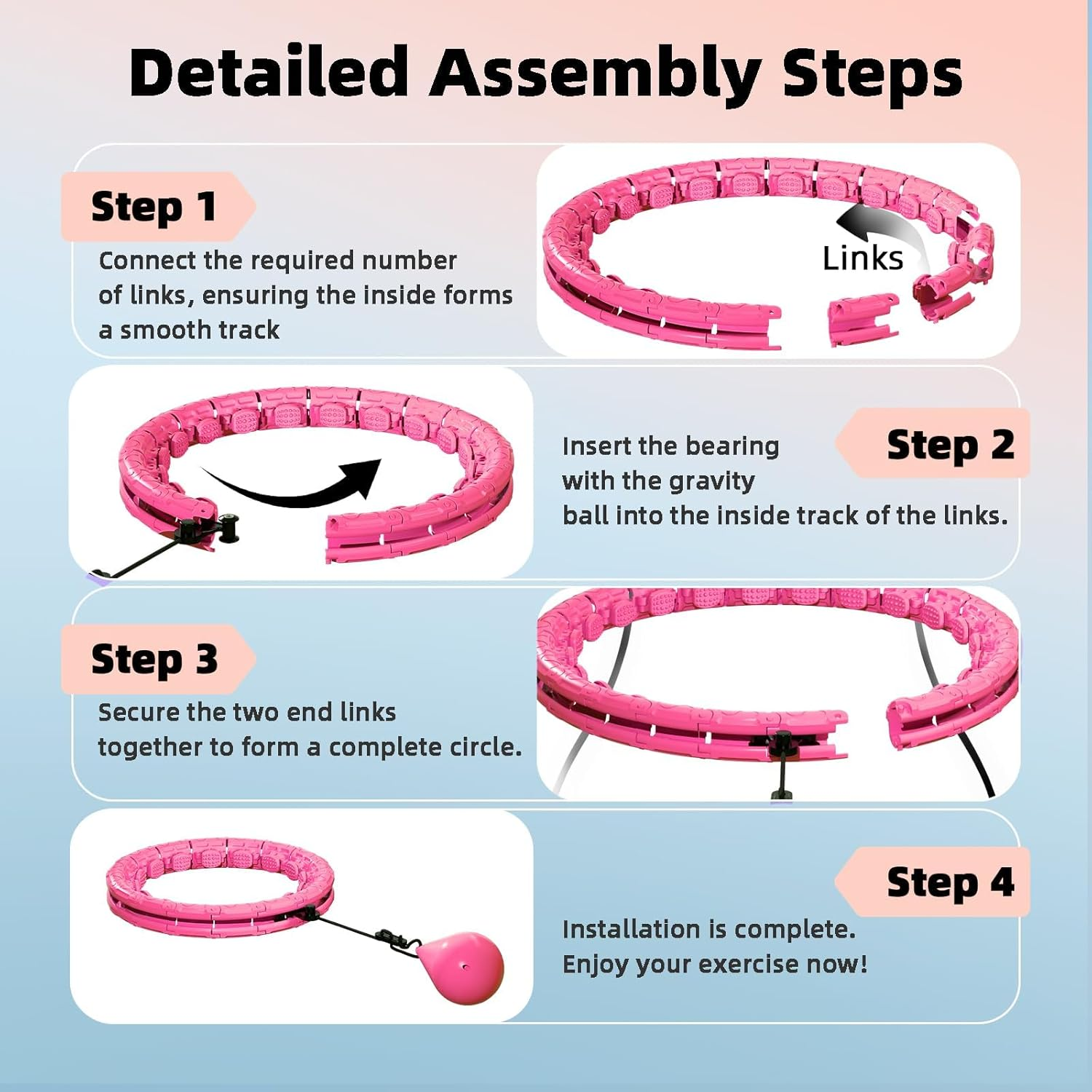 Weighted Hula Infinity Fitness Hoop for Adult Weight Loss, 2 in 1 Smart Fitness Workout Hula Circle Hoops with 28 Detachable Knots, Exercise Fit Hoop Suitable for Women and Beginners