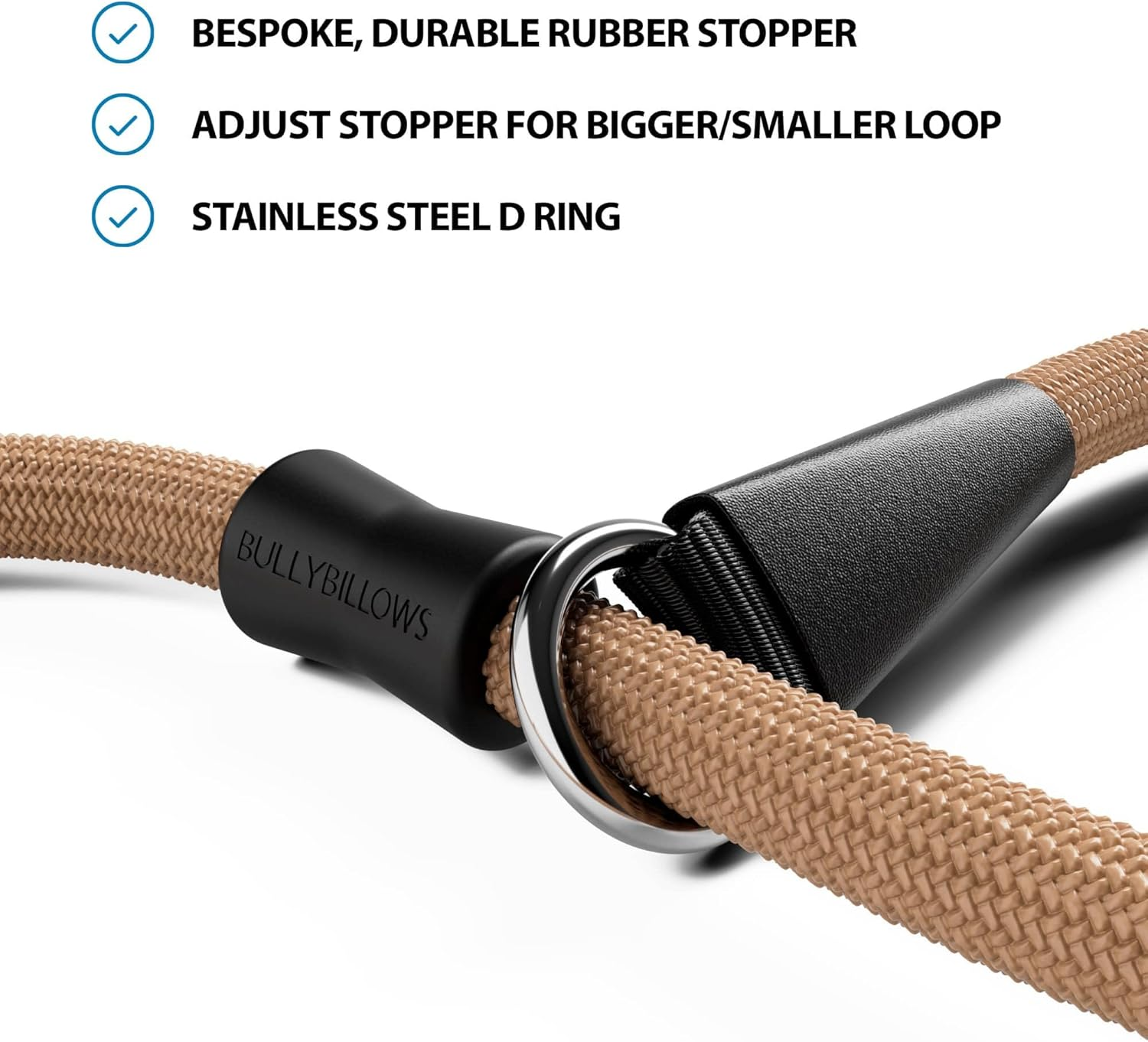 Bullybillows Anti-Pull Anti-Choking Training Dog Lead | 1.4M Active Light Dog Lead Designed with Graded Materials | Suitable for Strong Dogs | Suitable for All Dog Breeds | Khaki - Light Military Tan image number 6