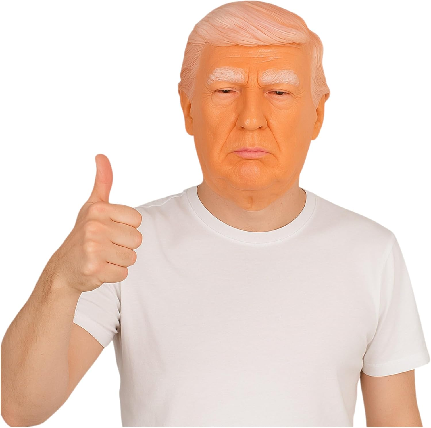 President Trump Latex Face Mask with Strap &ndash; Funny Political Costume for Halloween, Dress-Up, Cosplay or Events &ndash; Adult-Size Meme Mask with Realistic Front Face Detail image number 3