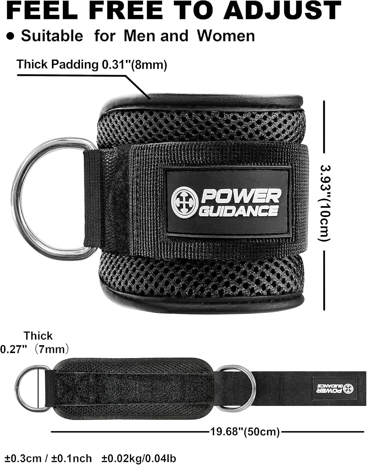 POWER GUIDANCE Ankle Strap for Cable Machine, Adjustable Ankle Straps for Working Out, Neoprene Pad for Glute Kickbacks & Lower Body Exercises - Pink image number 7