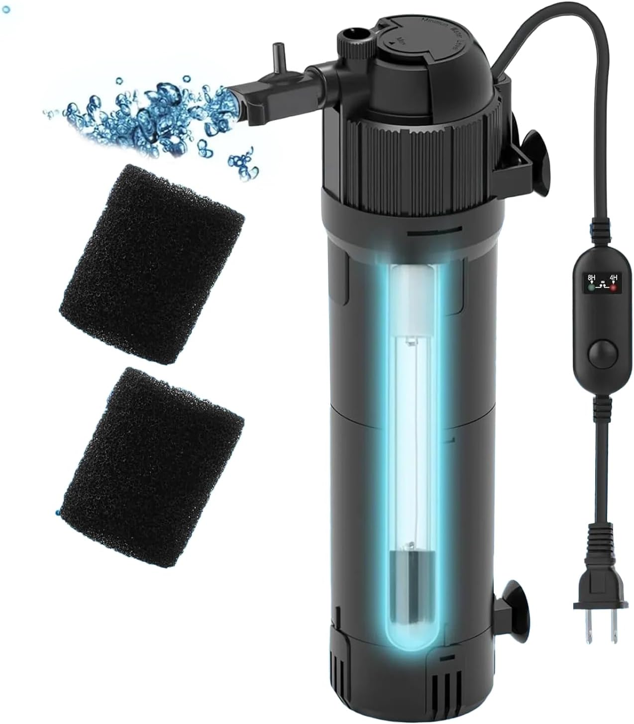 Aquarium Filter 5 in 1 Fish Tank Filter 650L/H, 170 GPH Green Water Cleaning Filter Pump with Timer, Dual Mode (Aeration/Rainfall) for 650L/H Aquariums (8W U-V+6W Pump) image number 6