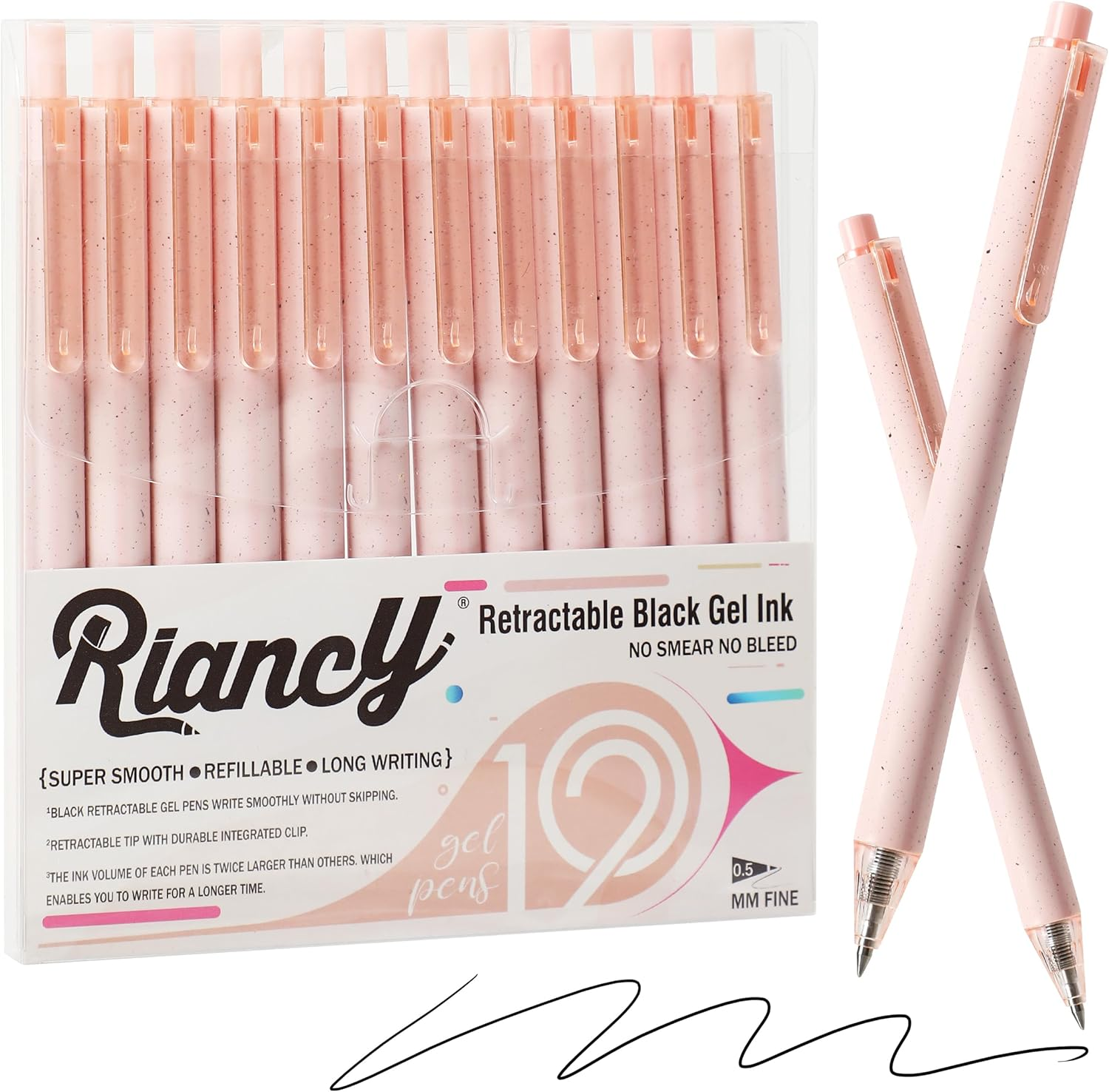 RIANCY Premium Pink Gel Pens - Smooth Writing, Quick Dry, Set of 12 - Ideal for Journaling, Note-Taking, Art Supplies - 10 Pcs Retro Color-Black Ink image number 6