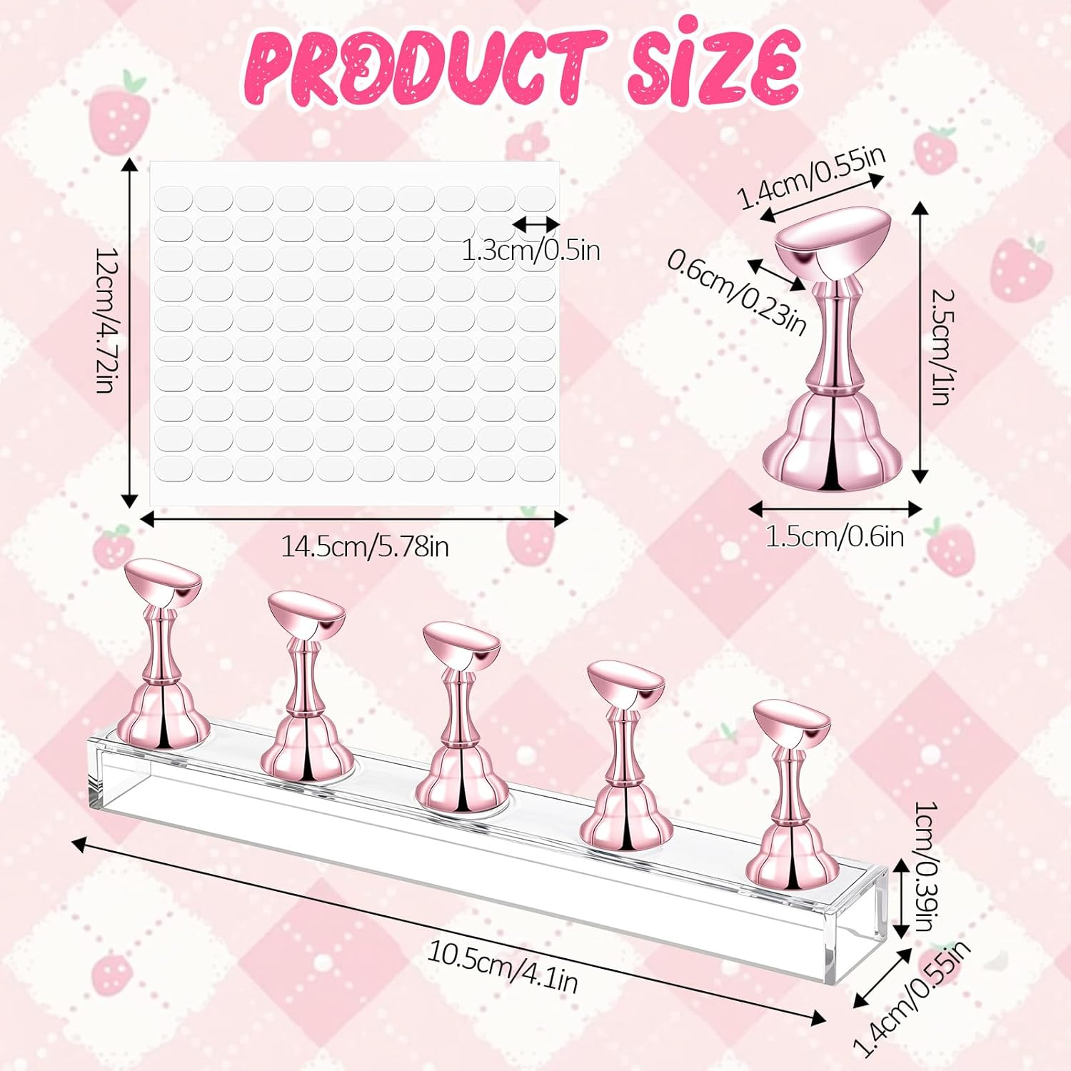 LXUEJIE Pack of 2 Nail Stands, Acrylic Nail Display Stand, Nail Practice Stand, Magnetic Nail Tips Holder for Nail Design, Nail Tools, DIY Nails (Rose Gold) image number 6