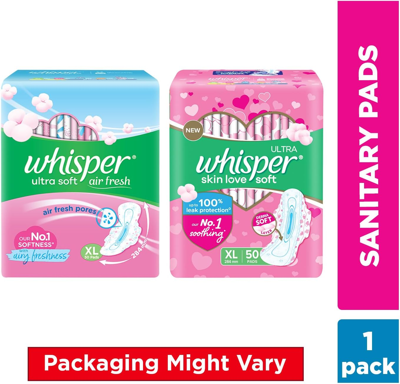 Whisper Ultra Soft Sanitary Pads - 50 Pieces (XL) image number 1