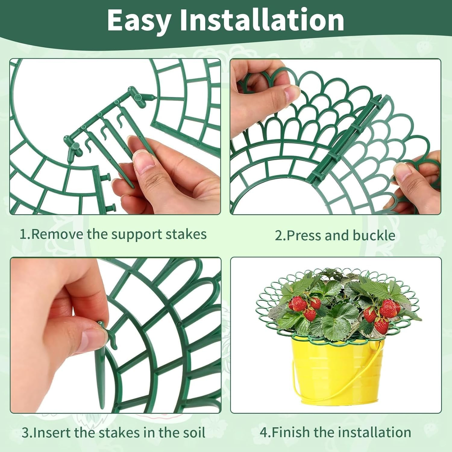 6Pack Strawberry Supports Petal-Shaped Strawberry Stand Plastic Fruits Growing Rack Balcony Vegetable Rack Planting Garden Accessories with 3 Sturdy Legs for Vegetable Garden Orchard image number 3