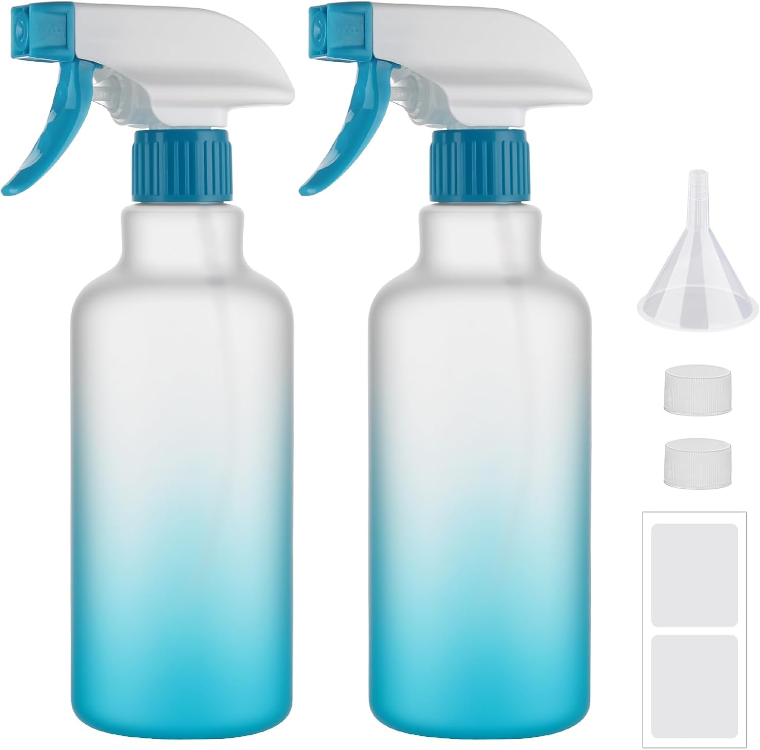 Plastic Spray Bottle 16.9Oz Empty Spray Bottles Refillable Container Trigger Sprayer for Cleaning Solutions, Water, Plants, Pet, Essential Oils, Hair, 2 Pack (Gradient)