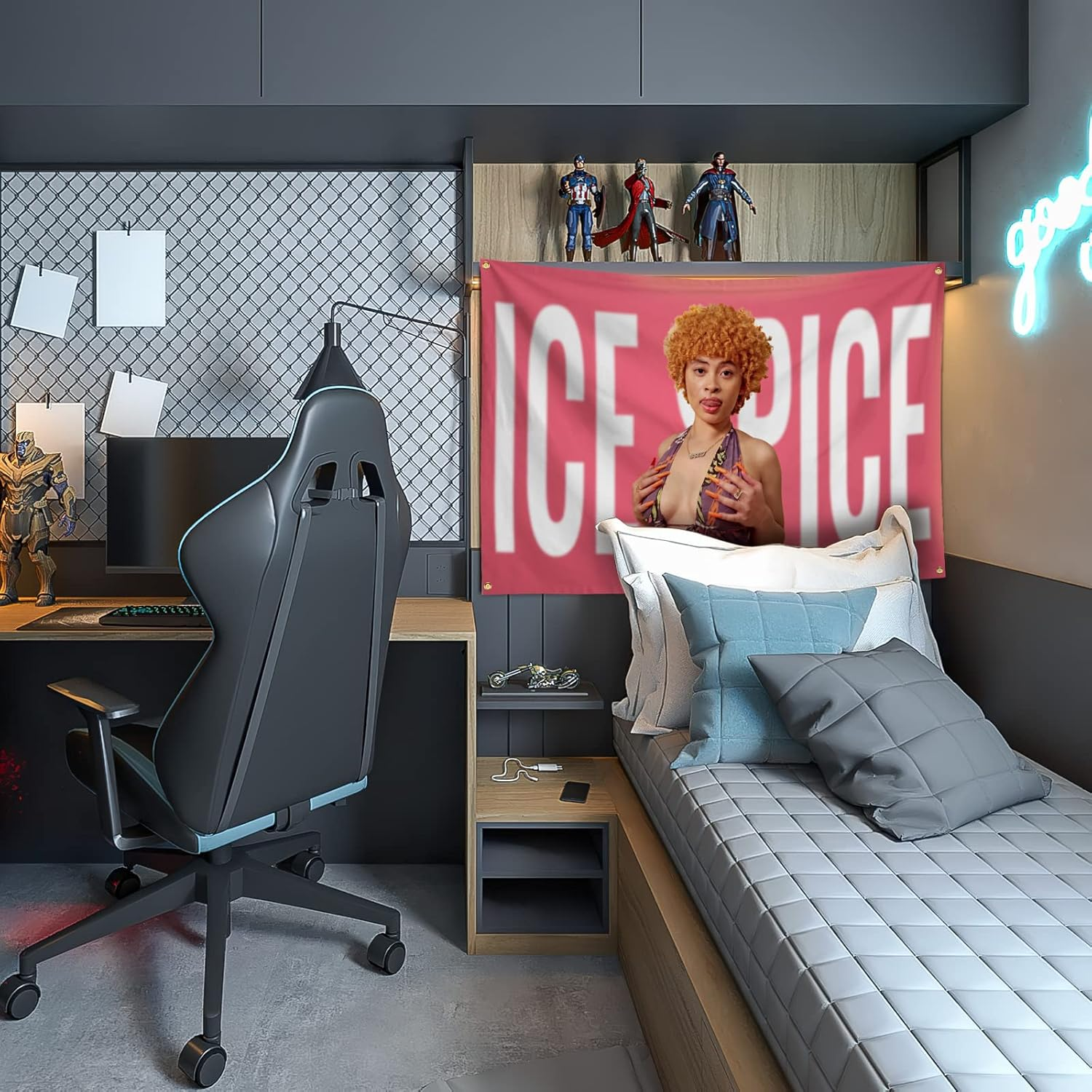 Ice Spice Flag Tapestry Funny Tapestries for College Dorm Decor Bedroom Livingroom Dormitory Wall Hanging with 4 Bass Gromments 3X5 Feet (Colour2) image number 2