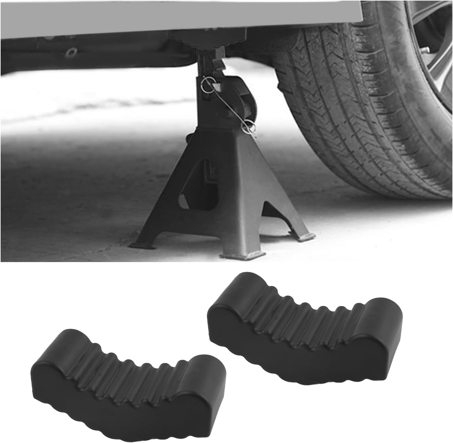 2PCS Jack Stand Pads,Anti-Slip Rubber Floor Jack Pad Fit 2-3 Tons Heavy-Duty Jacks Stands,Professional Floor Jacks Rubber Pads Provides Cushion & Protection Car Accessories image number 5