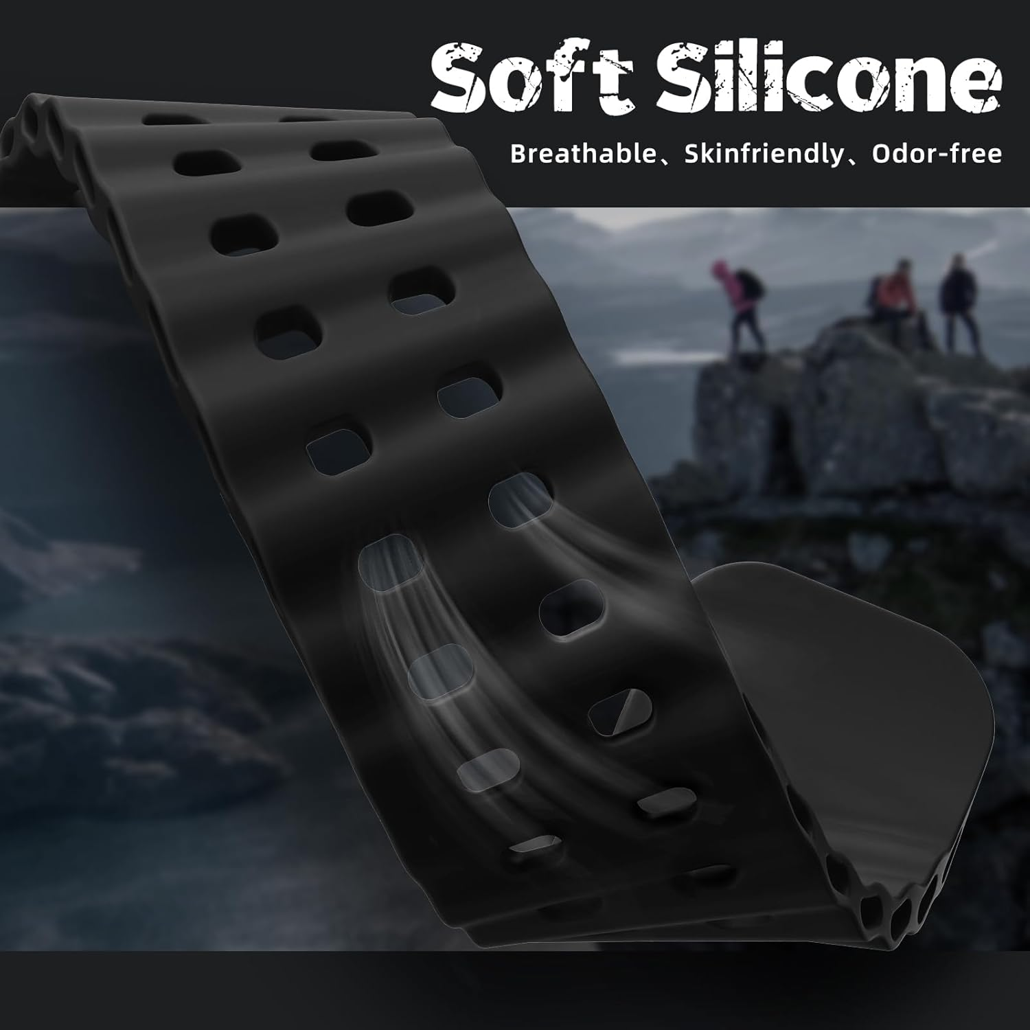 Odbeai Ocean Sport Band Compatible with Apple Watch Ultra 2/Ultra Band for Men 49Mm 46Mm 45Mm 44Mm 42Mm,Outdoors Waterproof Soft Silicone for Iwatch Bands Ultra 2/Series 10 9 8-1 SE Men Orange - Blue image number 2