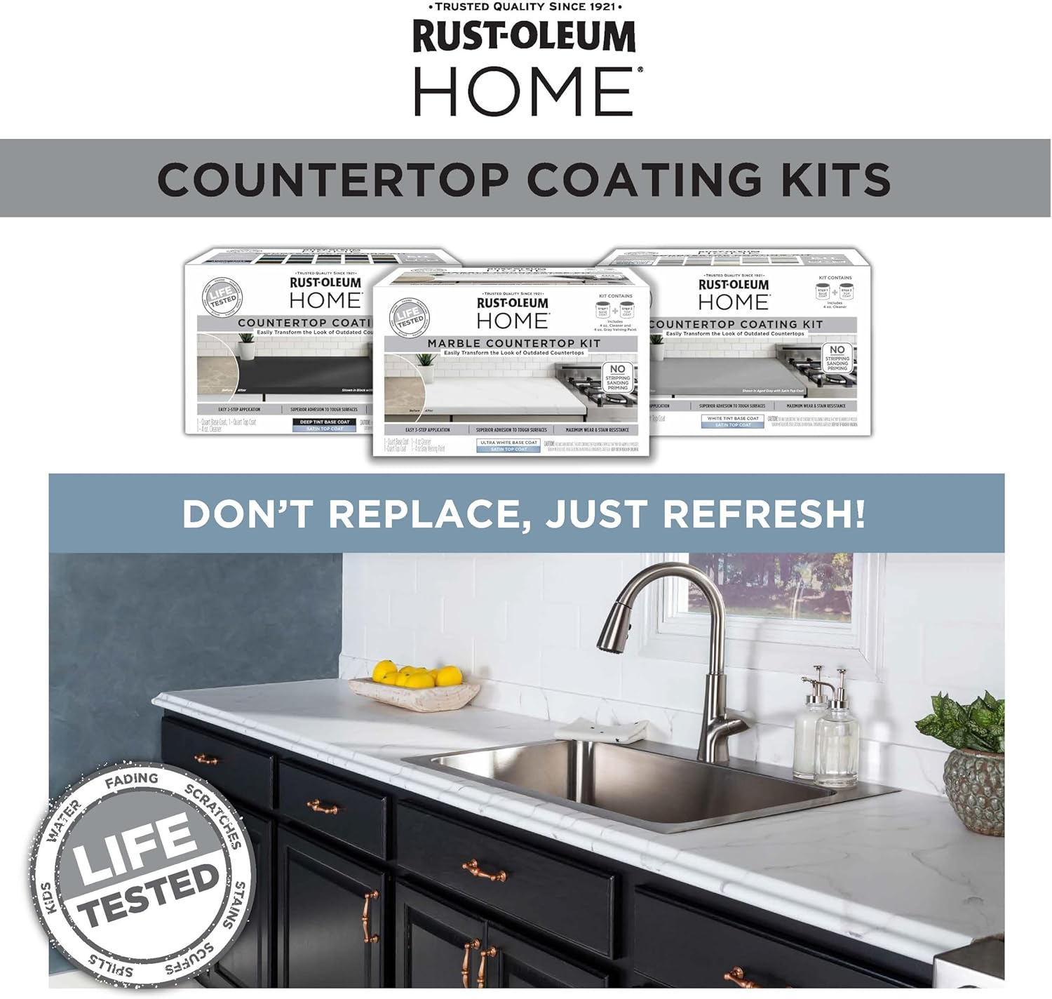 Rust-Oleum 384964 Home Marble Countertop Coating Kit, White image number 2
