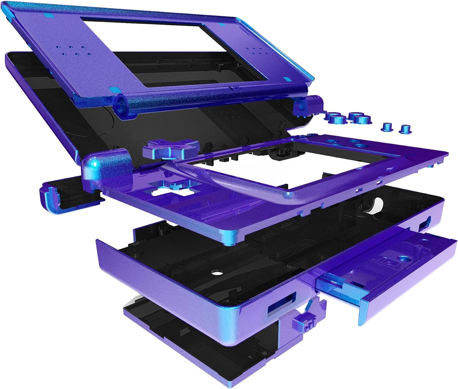 Extremerate Chameleon Purple Blue Replacement Full Housing Shell for Nintendo DS Lite, Custom Handheld Console Case Cover with Buttons, Screen Lens for Nintendo DS Lite NDSL - Console NOT Included