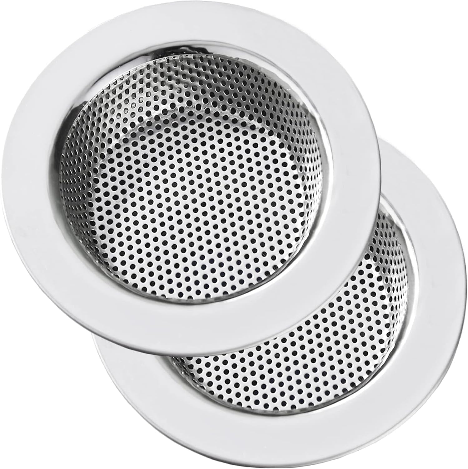 Kitchen Sink Strainer, 11.5 Cm Diameter, Stainless Steel with Wide Rim, 2 Pack image number 4