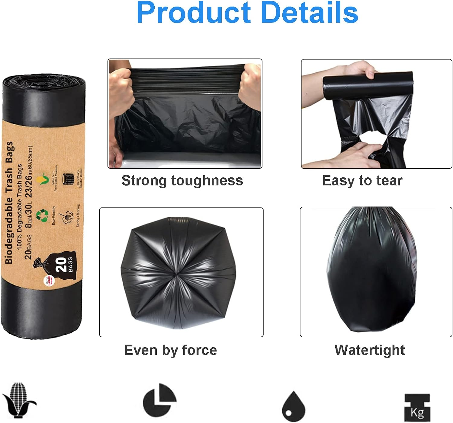 Portable Toilet Bags for Camping - 40 Count, 8 Gallon/30 Liter Capacity - Compostable Replacement Bags for Outdoors, Boating, Car Travel, Long Trips image number 2