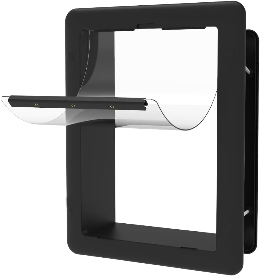 Hakuna Pets Essential Pet Door for Screens, Doors and Walls up to 2.17" Thick, for Dogs and Cats up to 42 Lbs, Medium, Black