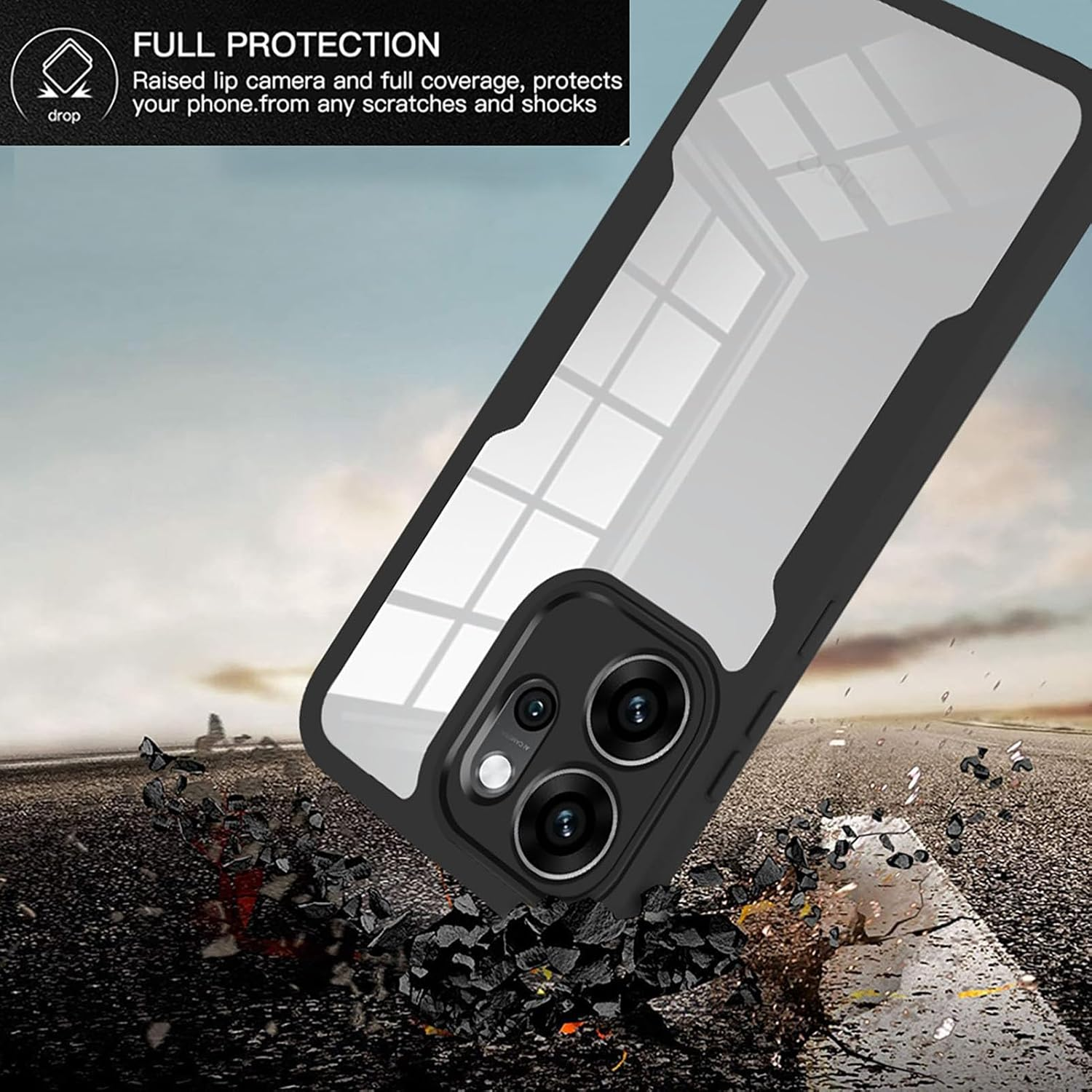 ILING Trasparente Case for OPPO Reno 14 Pro 5G (Reno14 Pro 5G), 360&deg; Full Body Protection Shockproof Cover with Built-In Screen Protector, Ultra Thin Hard PC Silicone TPU Bumper Case (Pink) - Blue image number 3