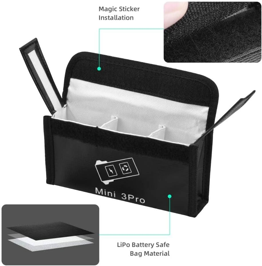 Theapro Fireproof Explosion-Proof Lipo Batteries Protector Storage,3 Battery Lipo Safe Bag for DJI Mini 4 Pro/Dji Mavic Mini 3/Mini 3 Pro image number 5